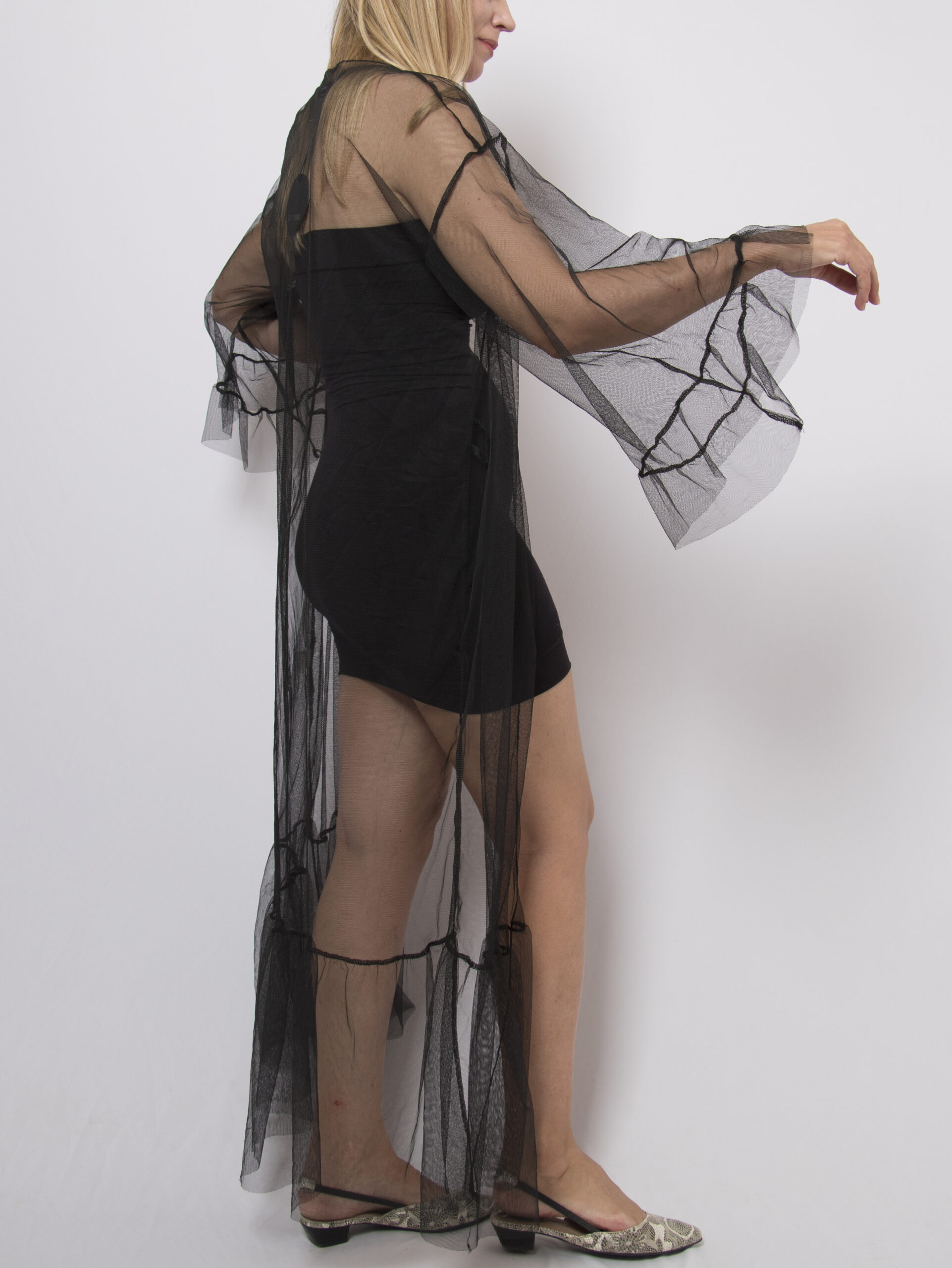 Vintage Sheer Black Kimono Duster Vintage Sheer Black Kimono Duster - Image 3