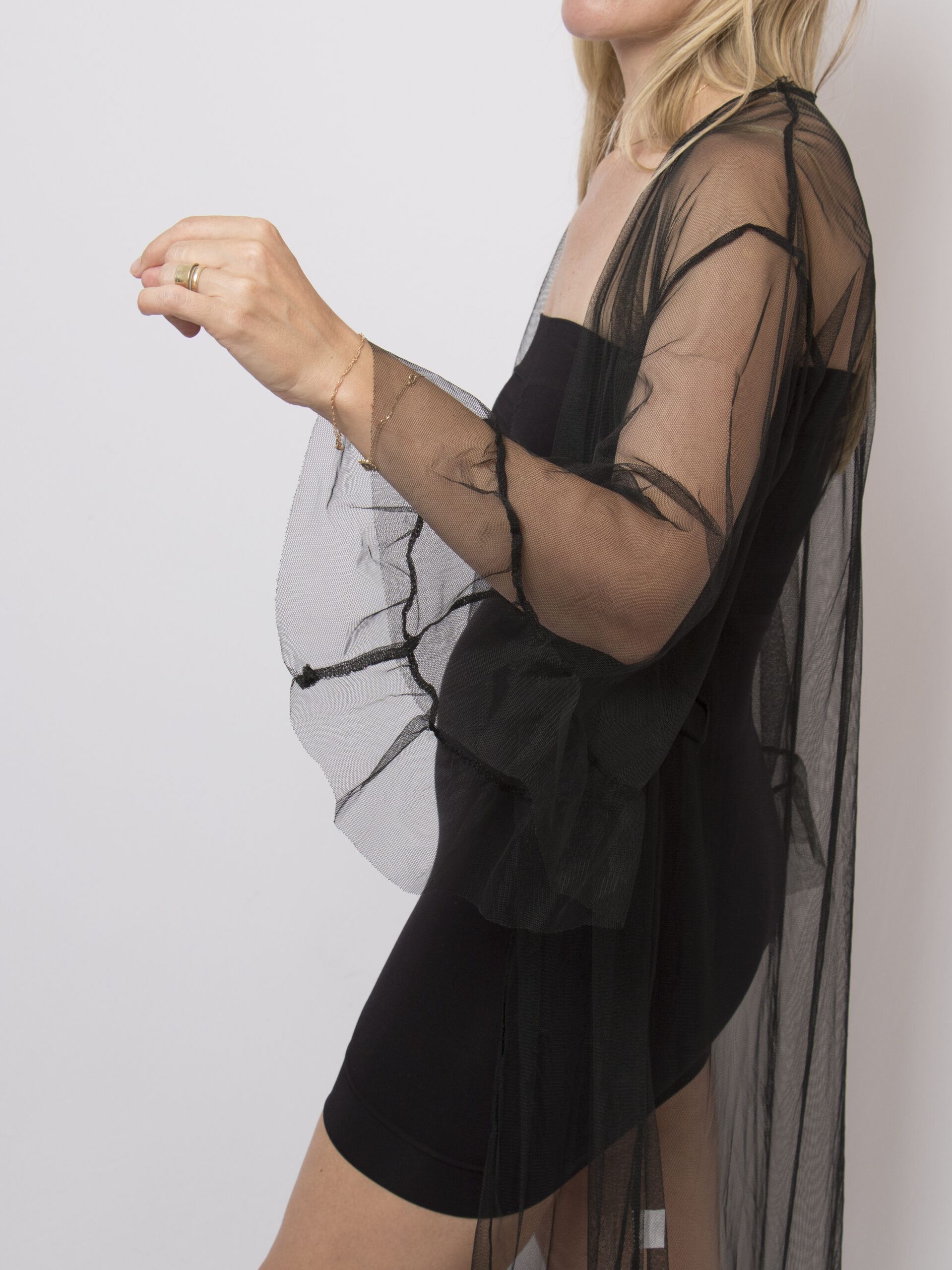 Vintage Sheer Black Kimono Duster Vintage Sheer Black Kimono Duster - Image 4