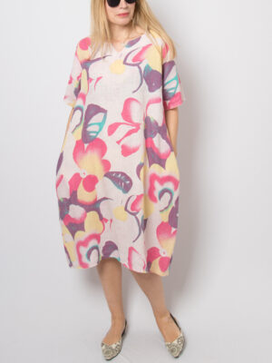 Vintage Sheer Floral Linen Dress
