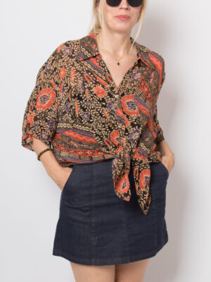 Elena Miro Ethnic Print Oversized Blouse
