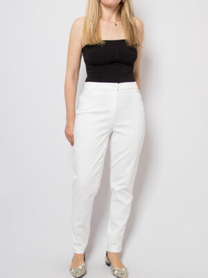 BRAX White High Waisted Slim Tapered Trousers