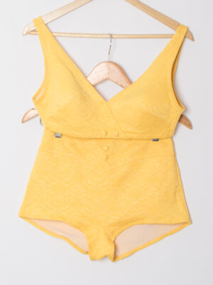 50s Swimsuit Yellow Jacquard