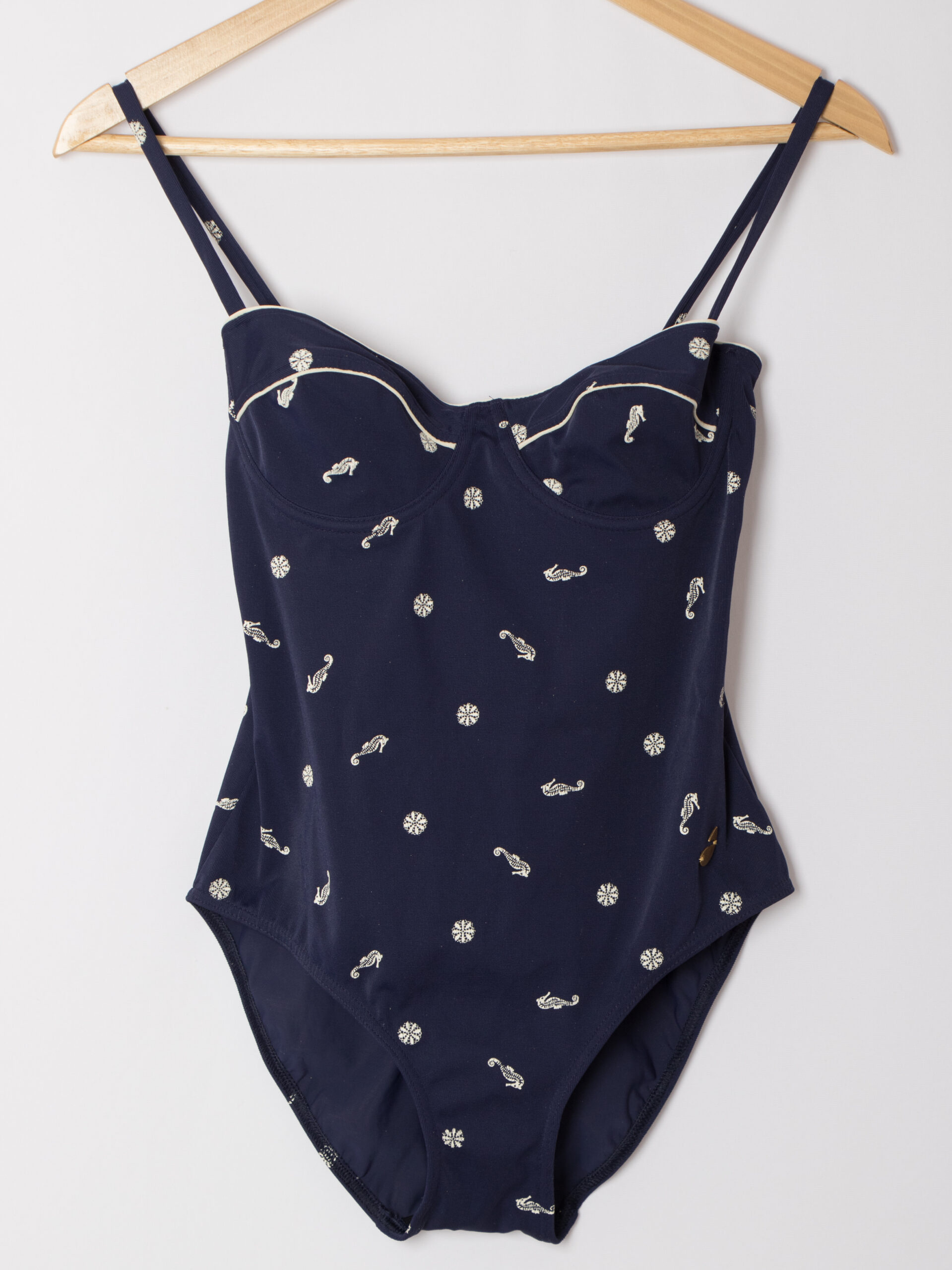 Vintage Goldfish Seahorse Print Navy Swimsuit Vintage Goldfish Seahorse Print Navy Swimsuit