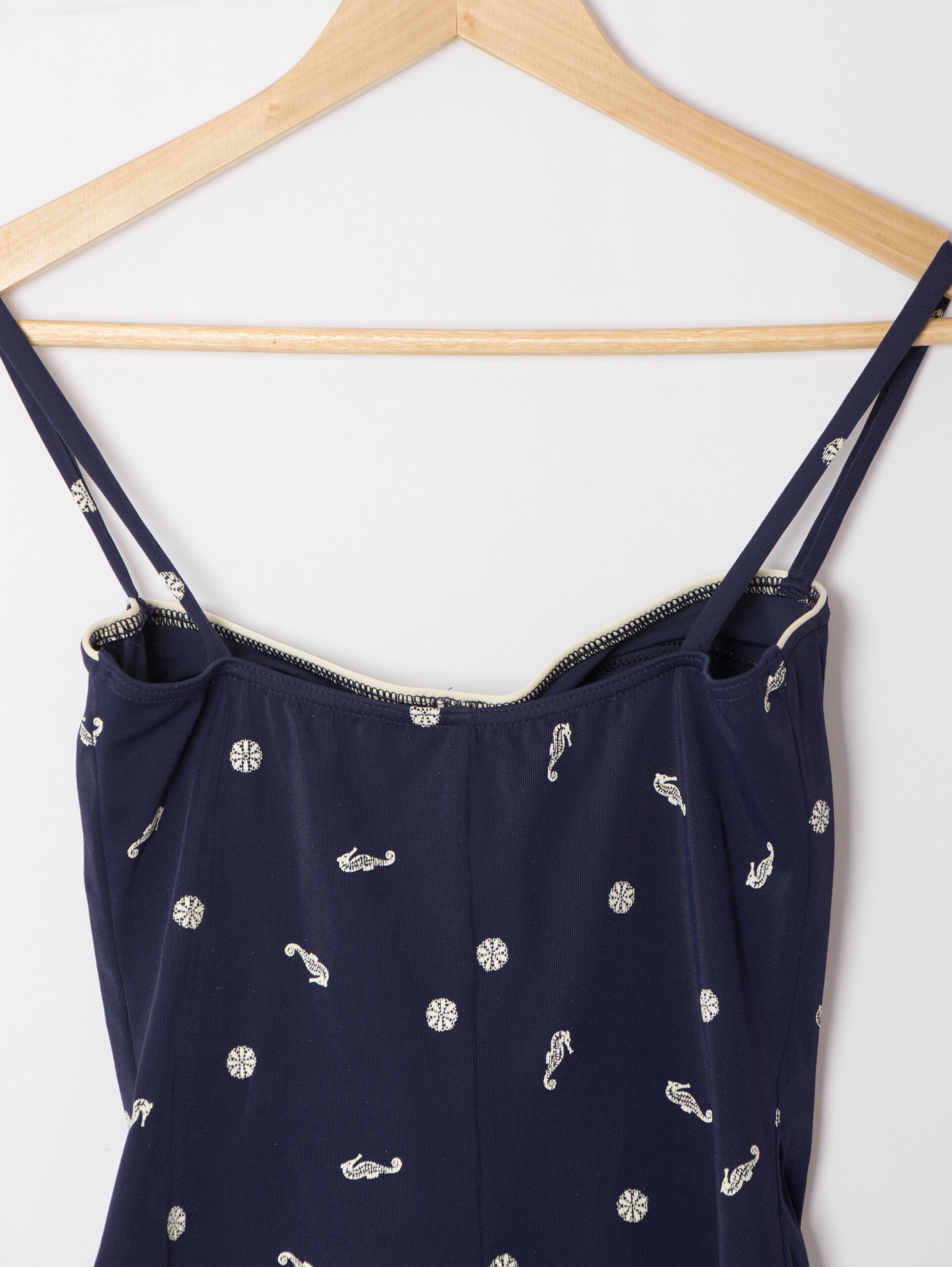 Vintage Goldfish Seahorse Print Navy Swimsuit Vintage Goldfish Seahorse Print Navy Swimsuit - Image 6