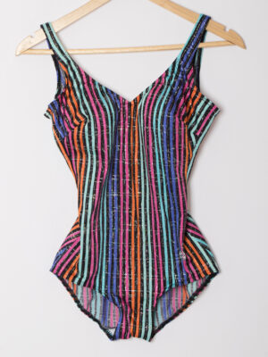 80s Glumann Metallic Striped Swimsuit