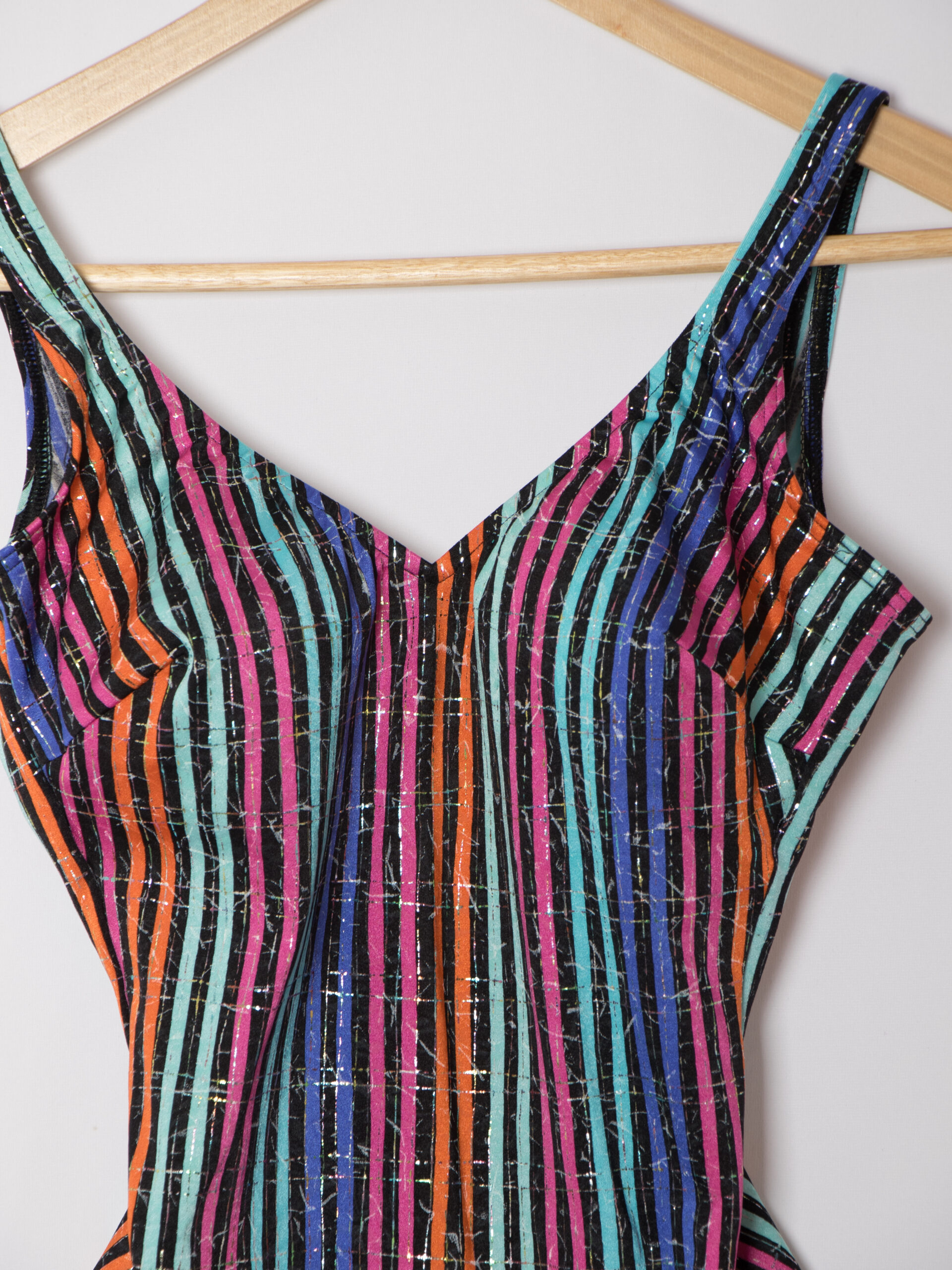 80s Glumann Metallic Striped Swimsuit 80s Glumann Metallic Striped Swimsuit - Image 2