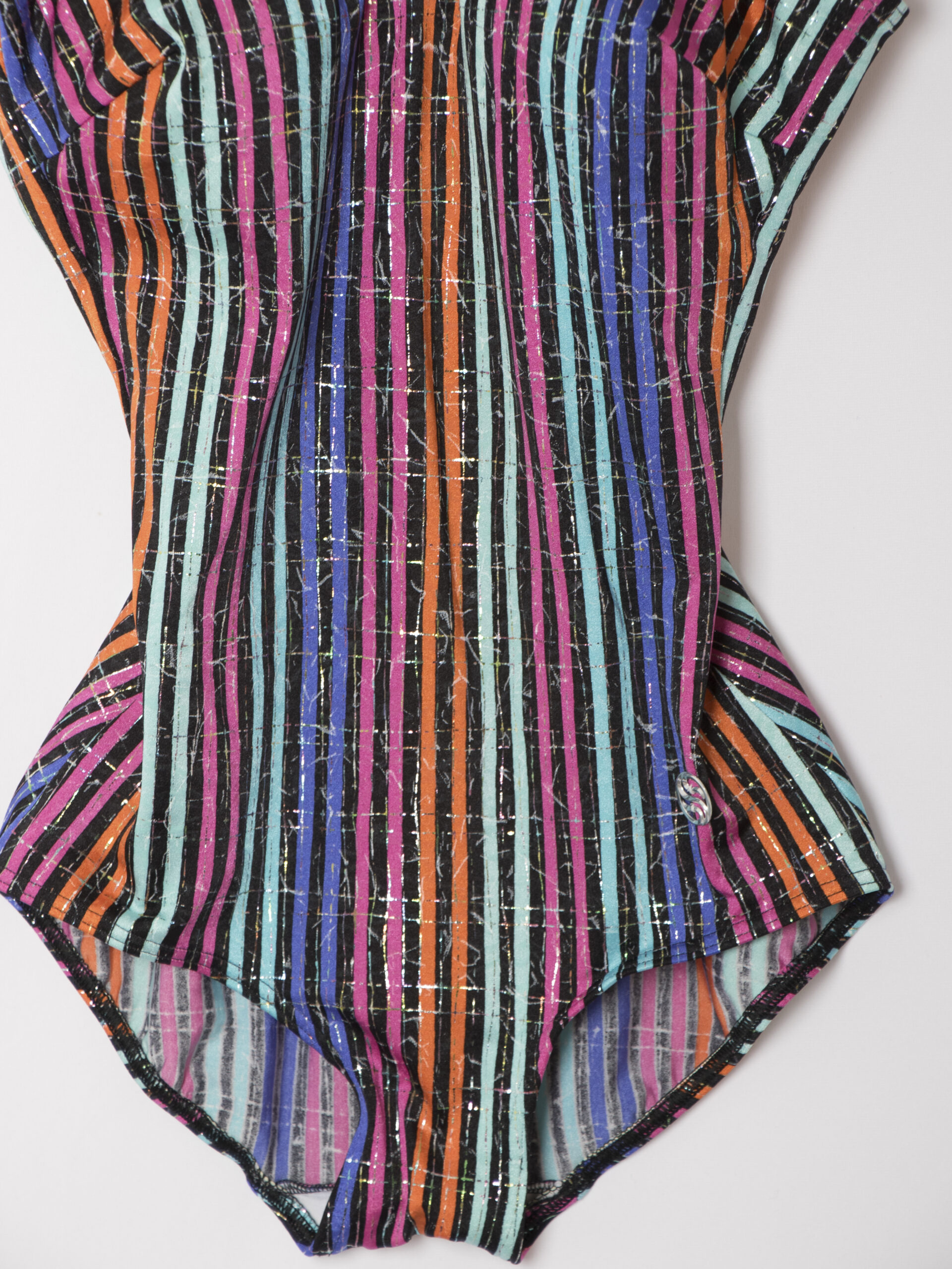 80s Glumann Metallic Striped Swimsuit 80s Glumann Metallic Striped Swimsuit - Image 3