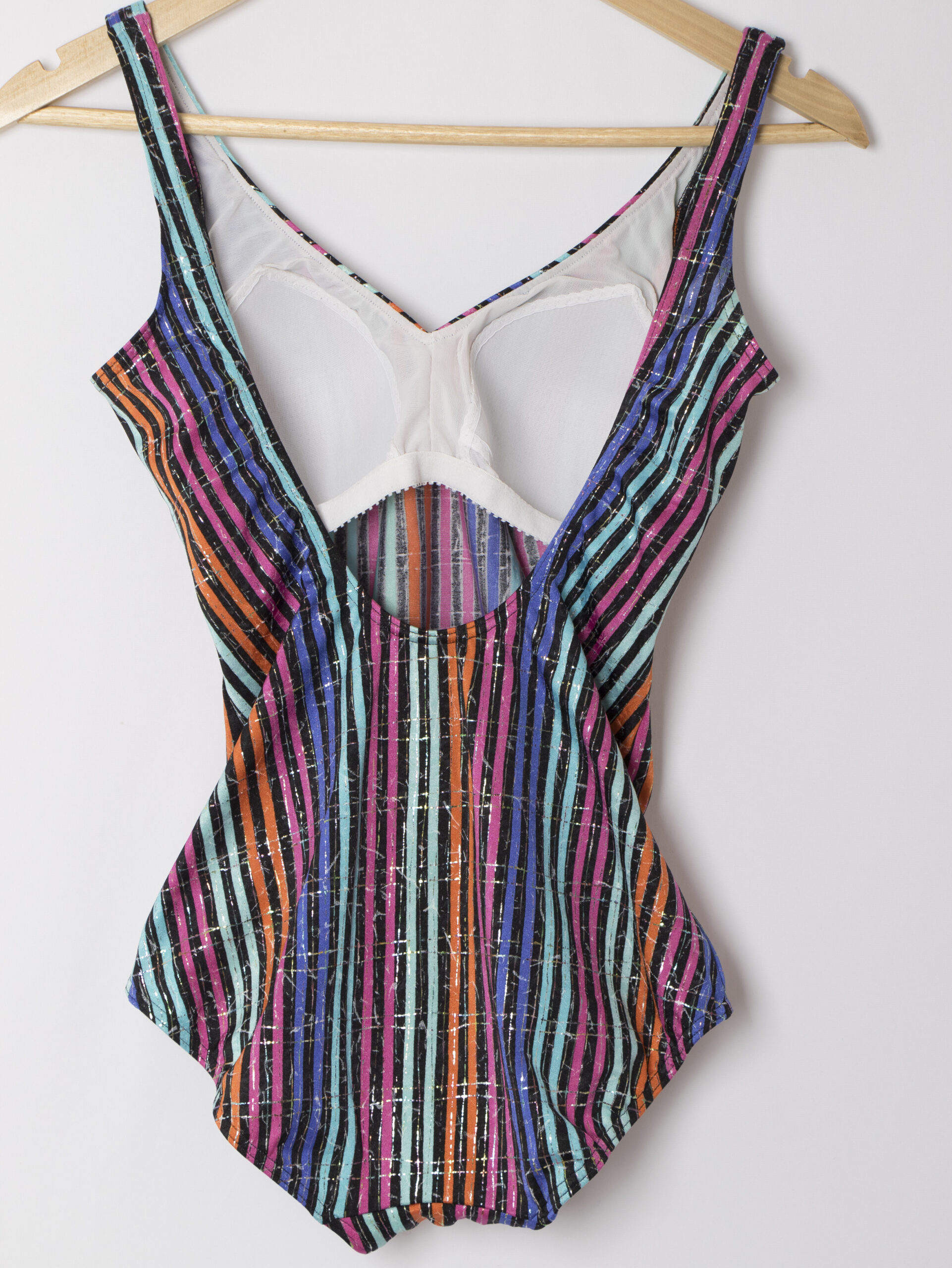 80s Glumann Metallic Striped Swimsuit 80s Glumann Metallic Striped Swimsuit - Image 4