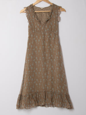 Floral Silk Midi Dress Empire Waist