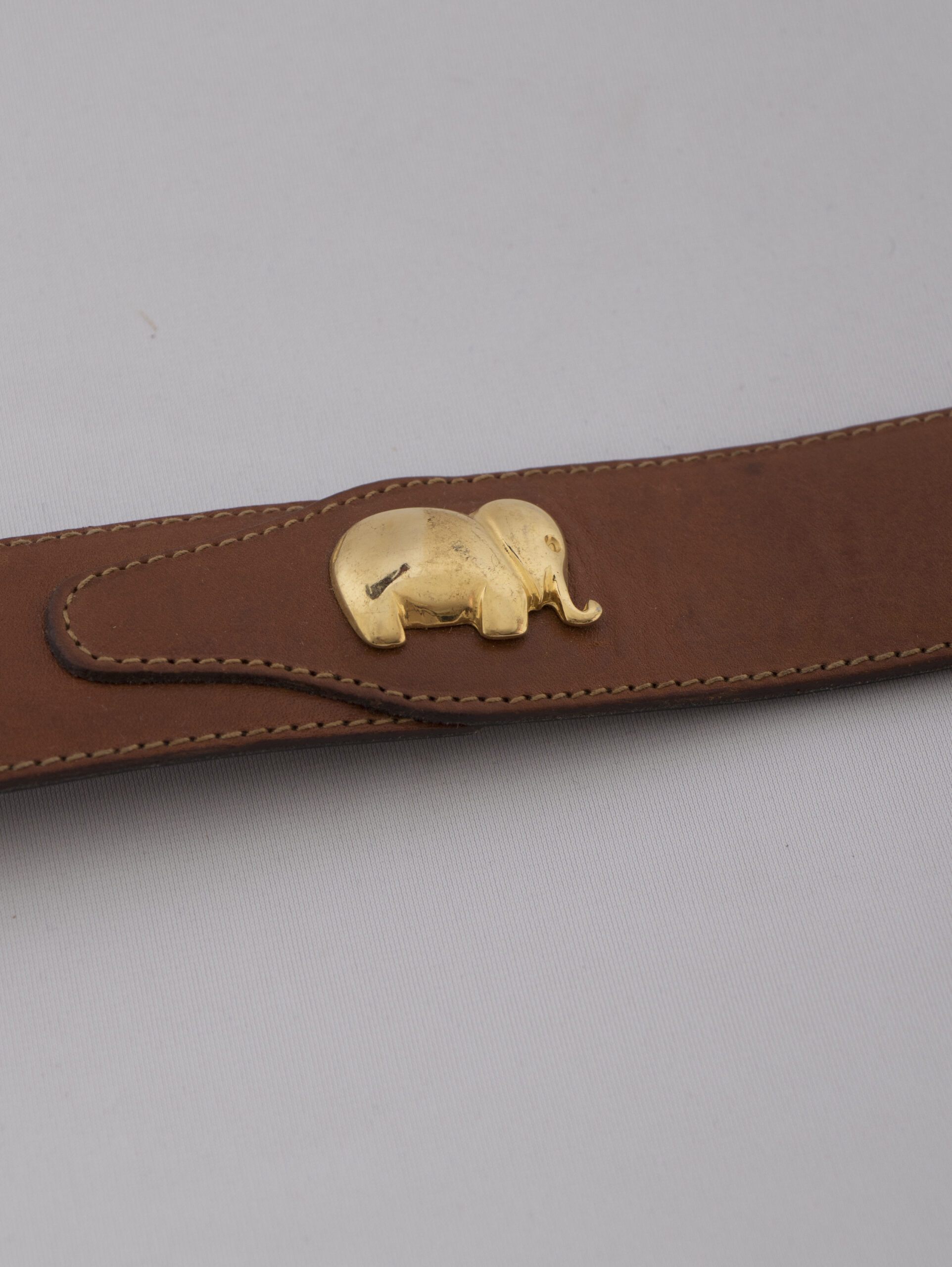 Vintage Furla Leather Belt with Gold Elephant Pins Vintage Furla Leather Belt with Gold Elephant Pins - Image 3