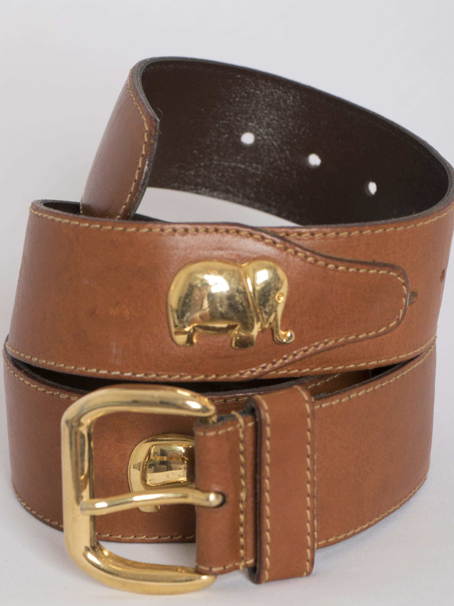Vintage Furla Leather Belt with Gold Elephant Pins Vintage Furla Leather Belt with Gold Elephant Pins - Image 7
