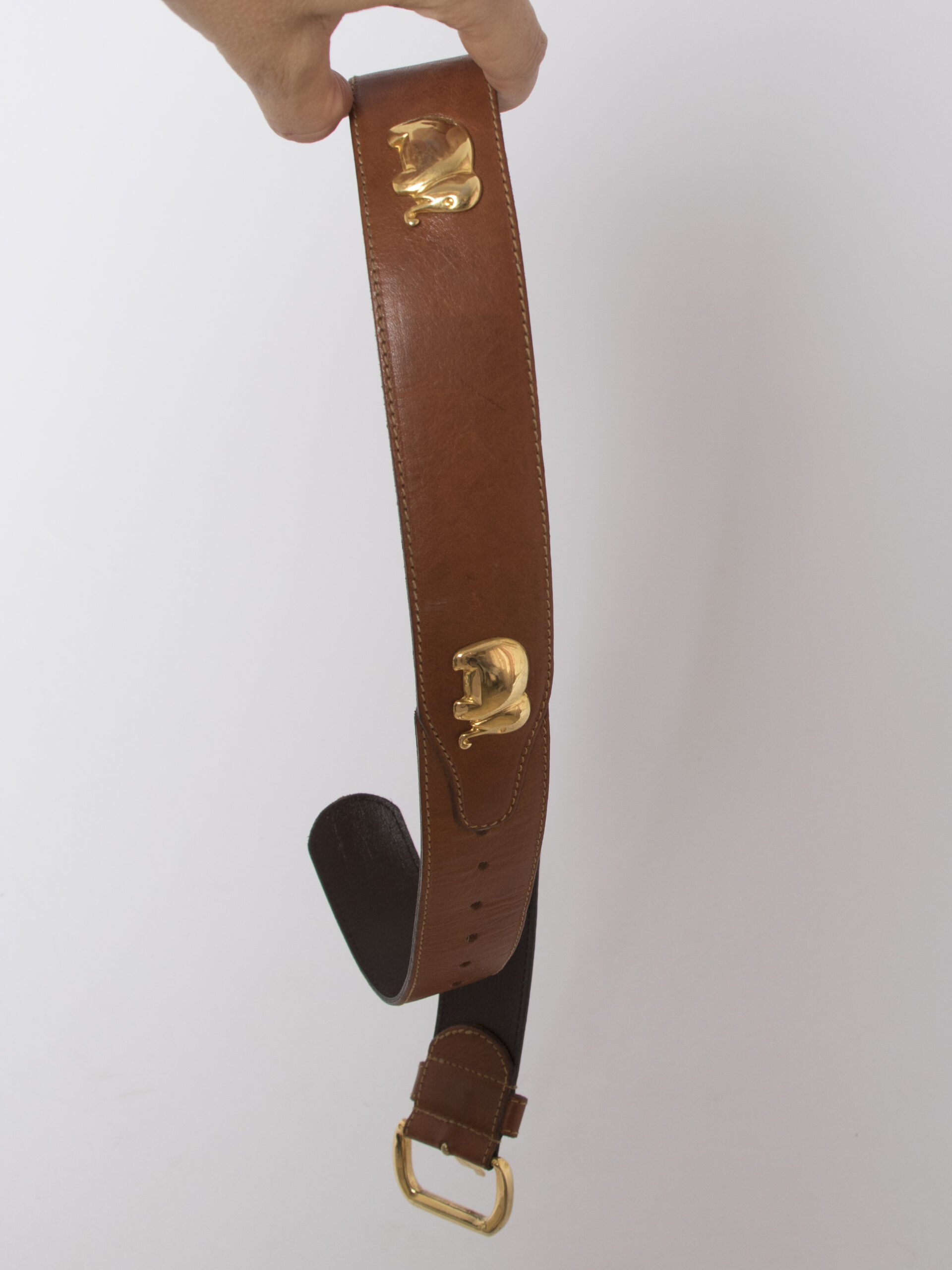Vintage Furla Leather Belt with Gold Elephant Pins Vintage Furla Leather Belt with Gold Elephant Pins - Image 8
