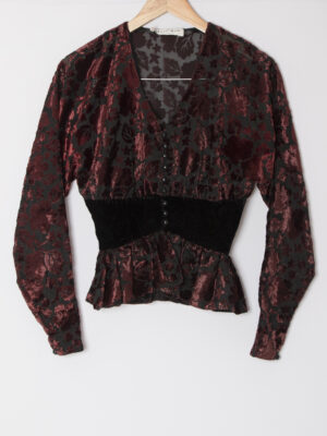 Vintage 80s Albert Nipon Boutique Burnout Velvet Blouse