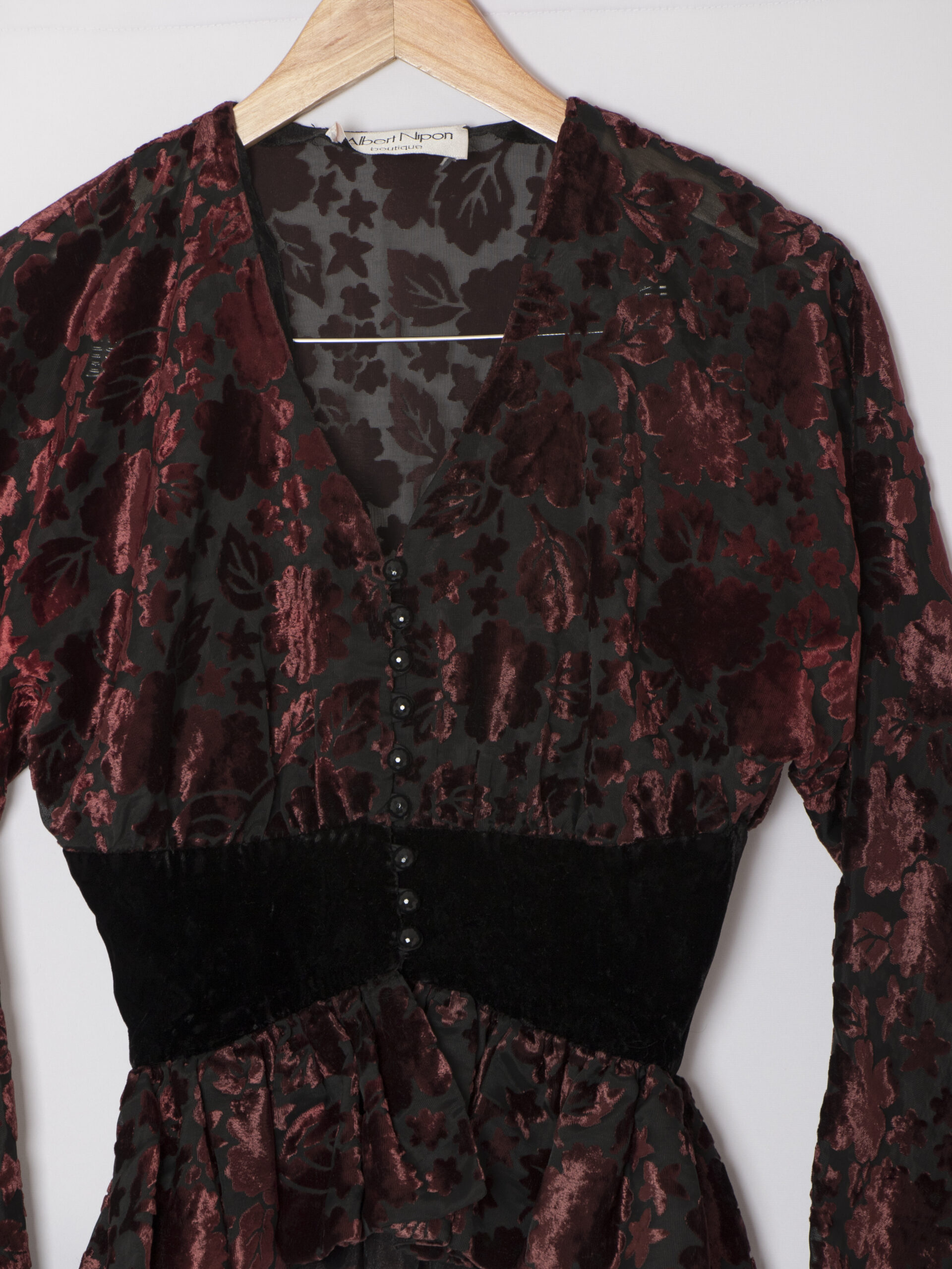 Vintage 80s Albert Nipon Boutique Burnout Velvet Blouse Vintage 80s Albert Nipon Boutique Burnout Velvet Blouse - Image 2