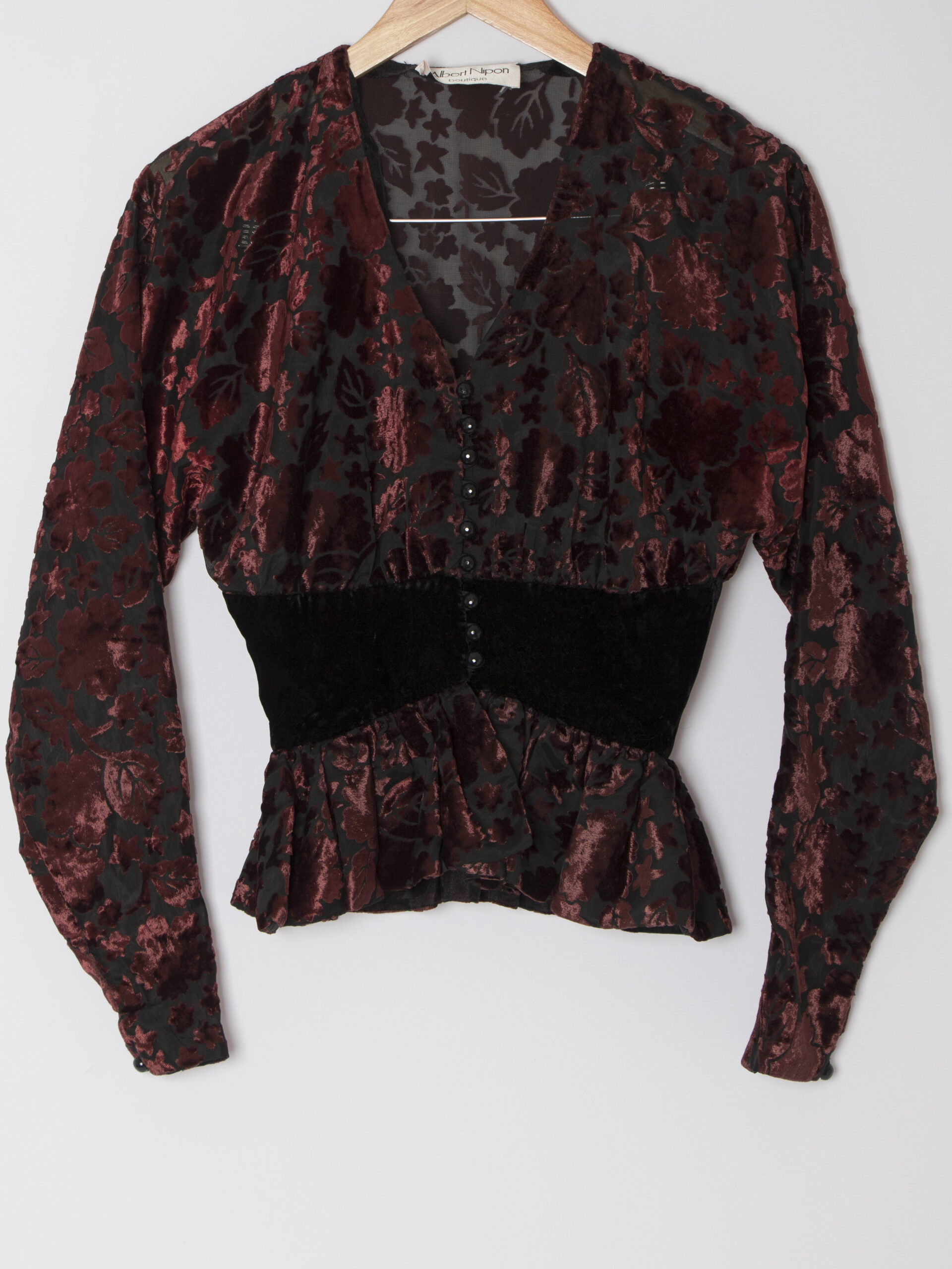Vintage 80s Albert Nipon Boutique Burnout Velvet Blouse Vintage 80s Albert Nipon Boutique Burnout Velvet Blouse - Image 5