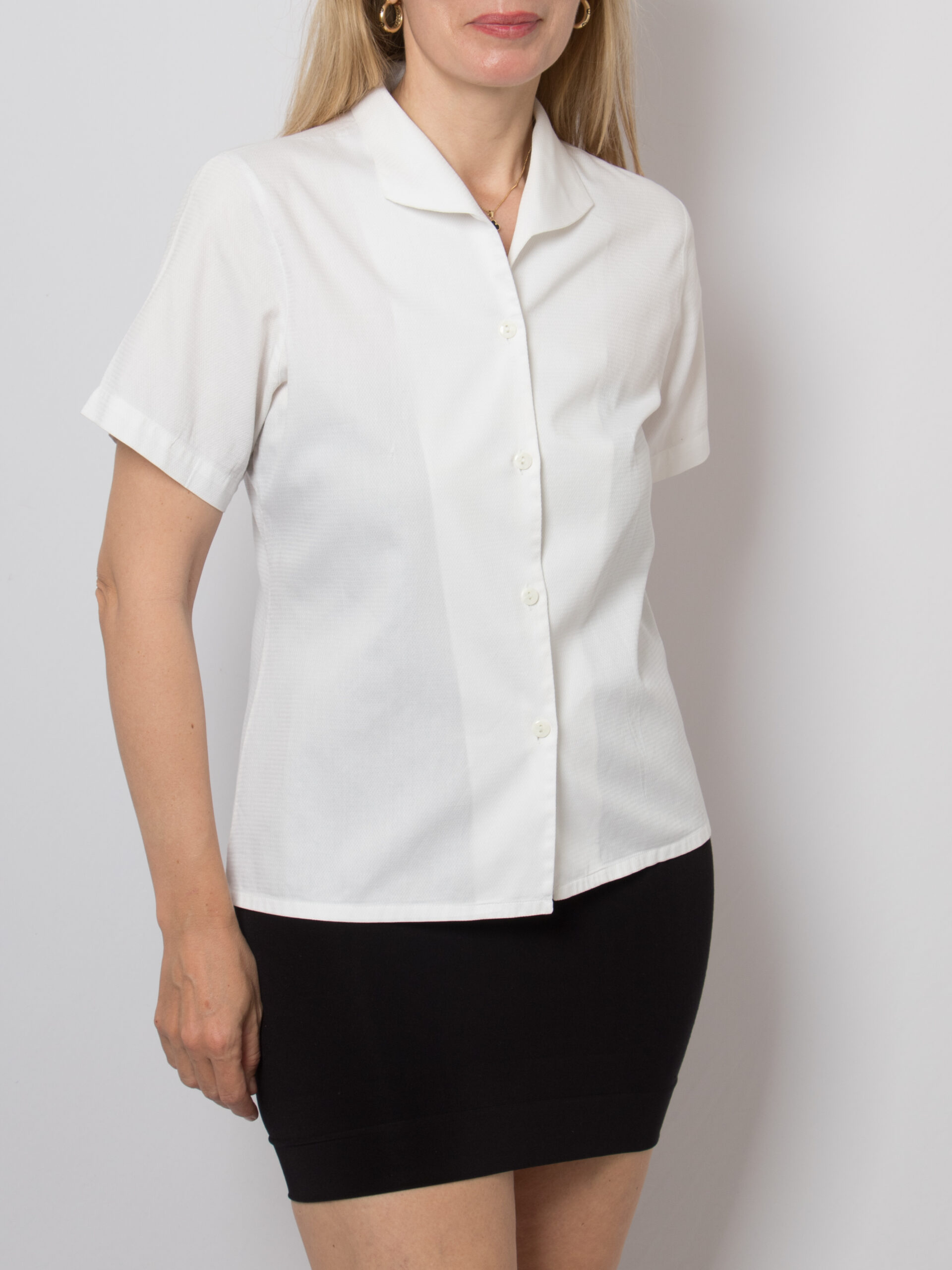Anna Damiani Textured White Cotton Blouse Anna Damiani Textured White Cotton Blouse - Image 2