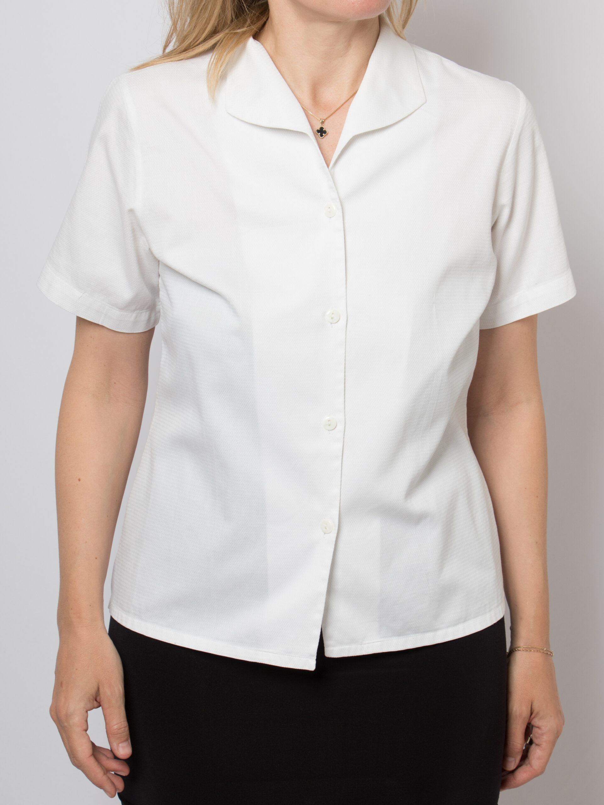 Anna Damiani Textured White Cotton Blouse Anna Damiani Textured White Cotton Blouse - Image 5