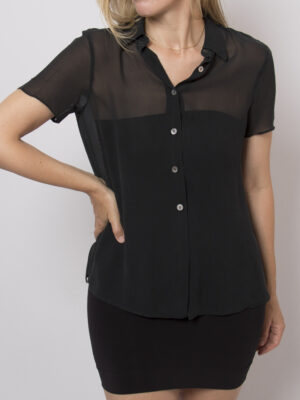 MARELLA Black Sheer Silk Blouse