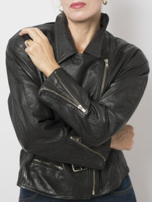 Vintage Black Leather Biker Jacket