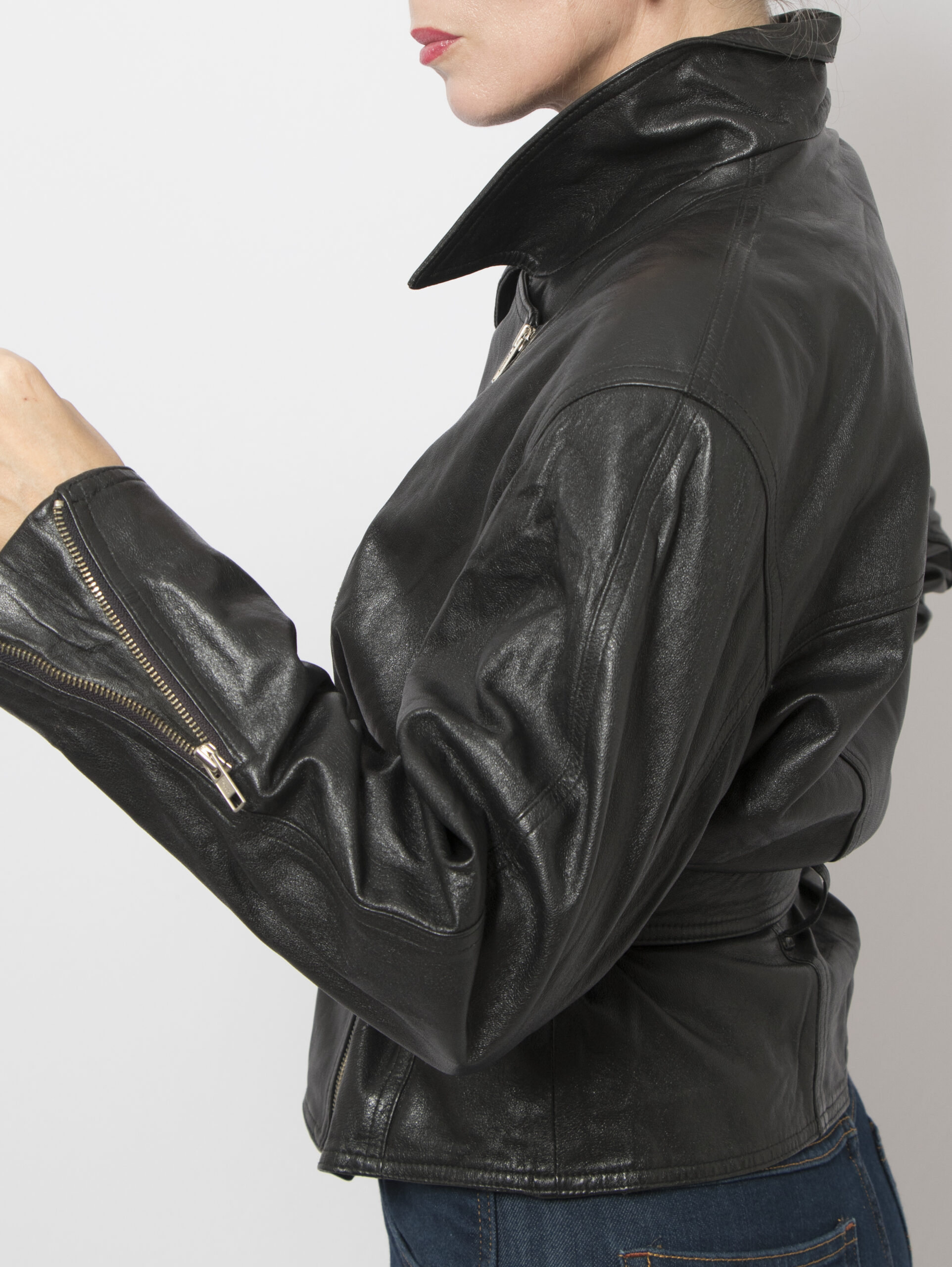 Vintage Black Leather Biker Jacket Vintage Black Leather Biker Jacket - Image 4