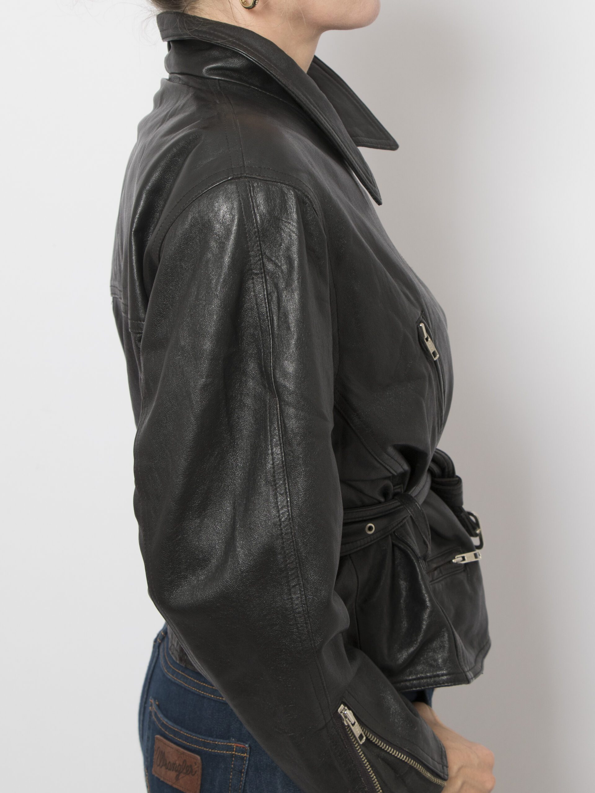 Vintage Black Leather Biker Jacket Vintage Black Leather Biker Jacket - Image 6