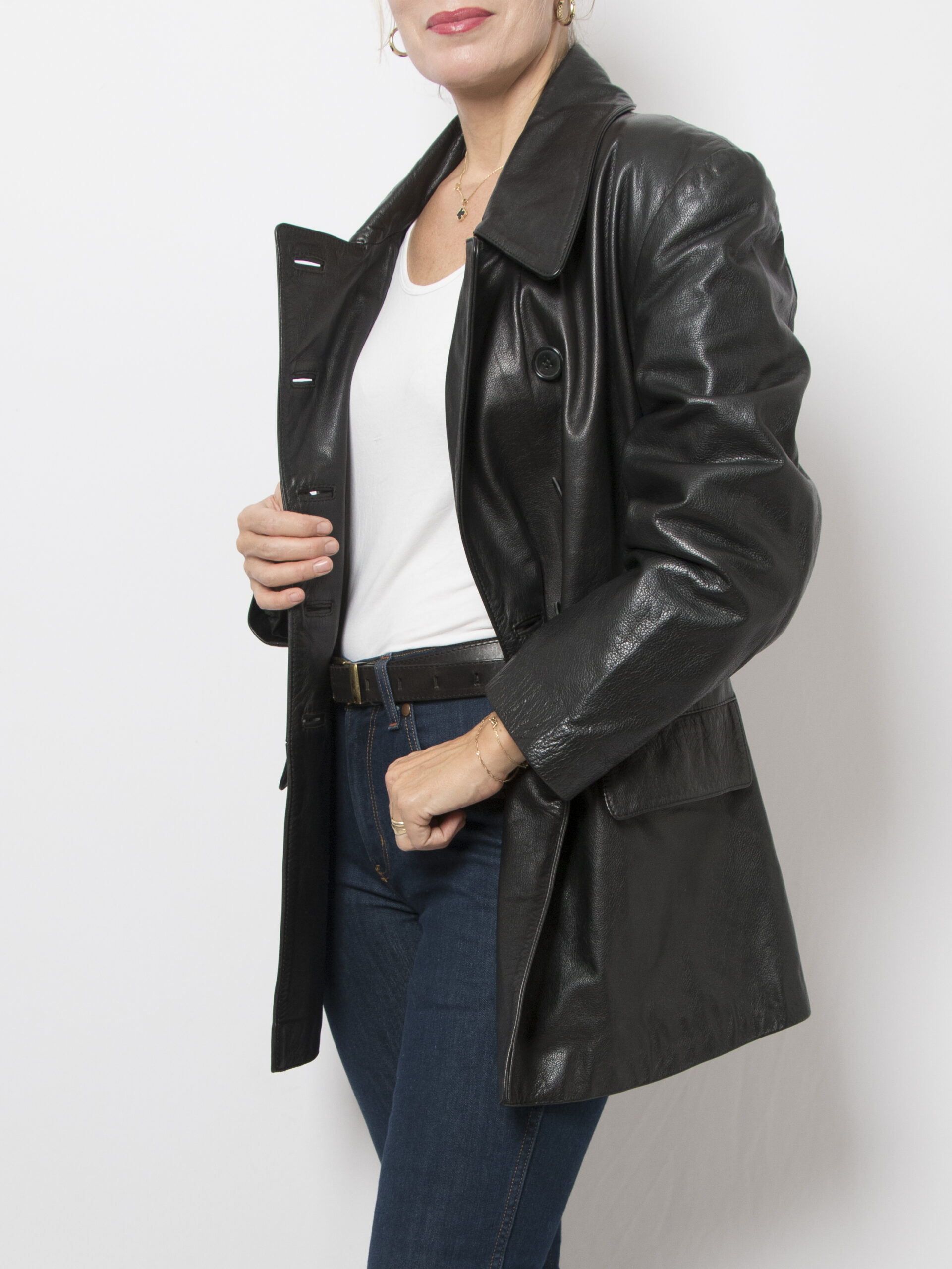 Vintage Double Breasted Leather Jacket Vintage Double Breasted Leather Jacket - Image 2