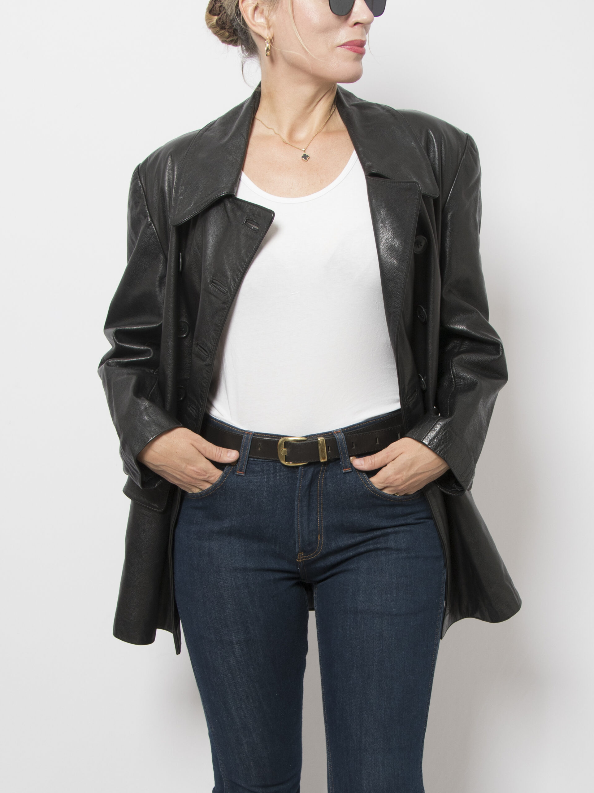 Vintage Double Breasted Leather Jacket Vintage Double Breasted Leather Jacket - Image 4