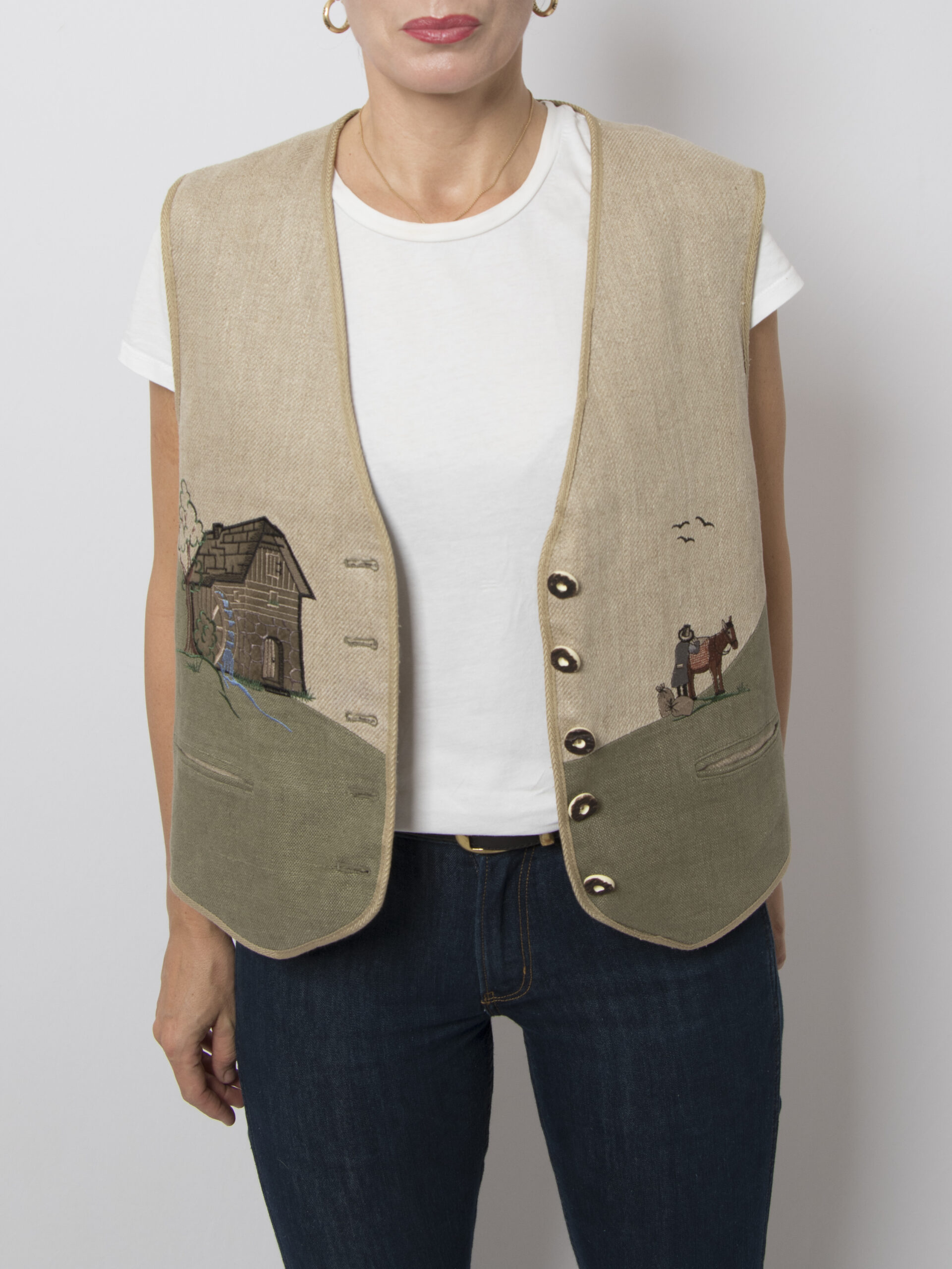 Vintage Folk Linen Vest Vintage Folk Linen Vest - Image 2