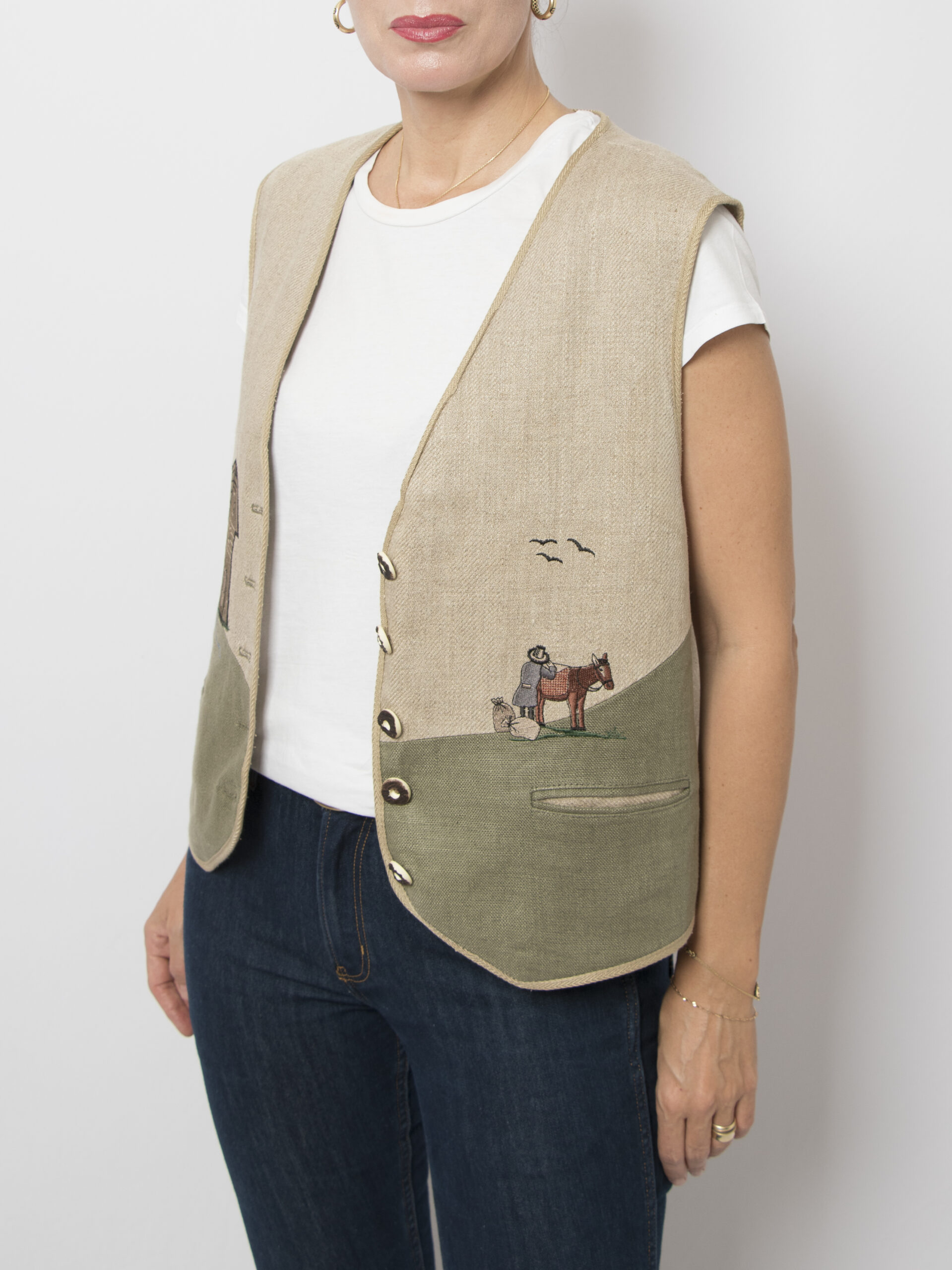 Vintage Folk Linen Vest Vintage Folk Linen Vest