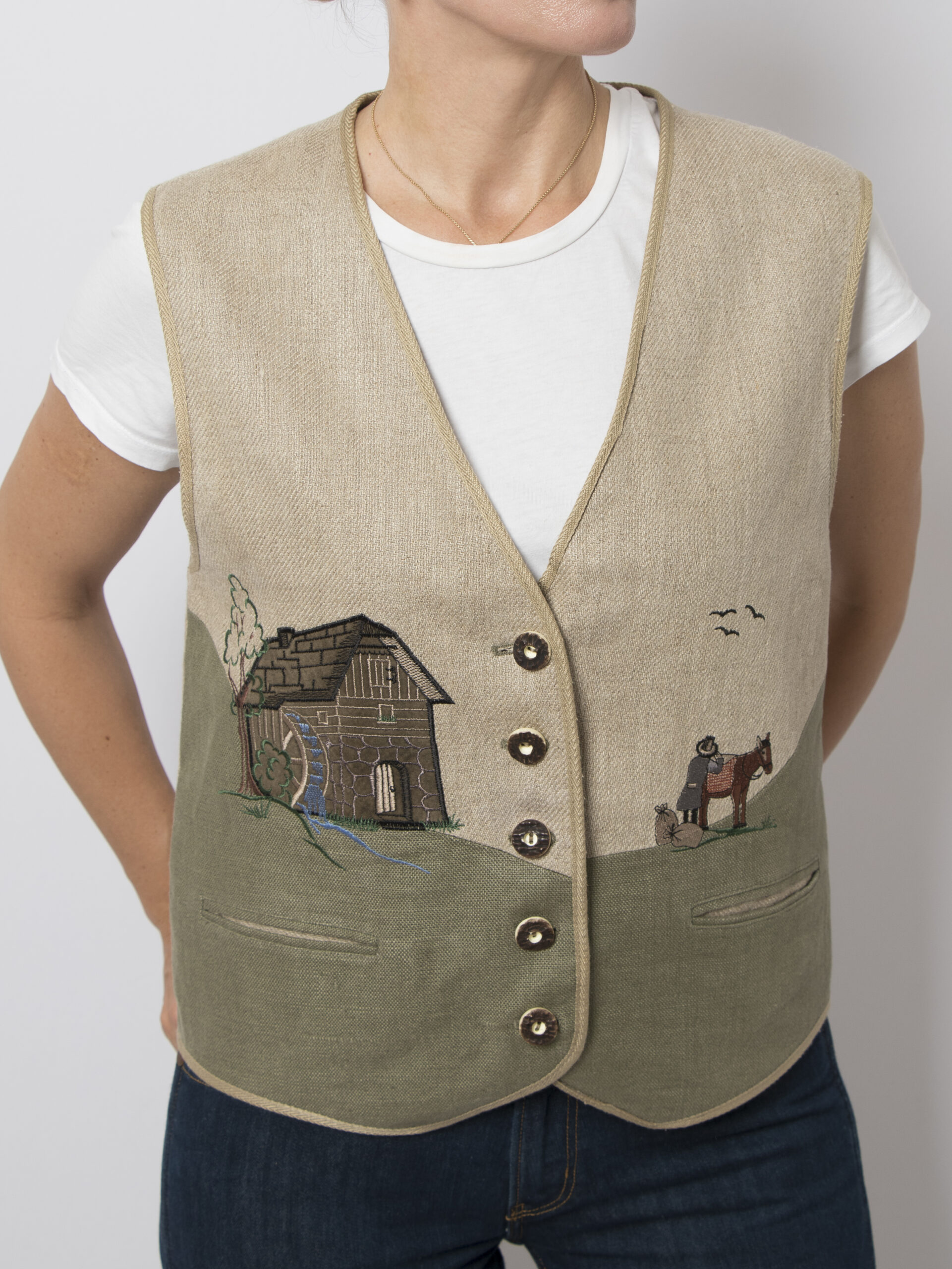 Vintage Folk Linen Vest Vintage Folk Linen Vest - Image 3
