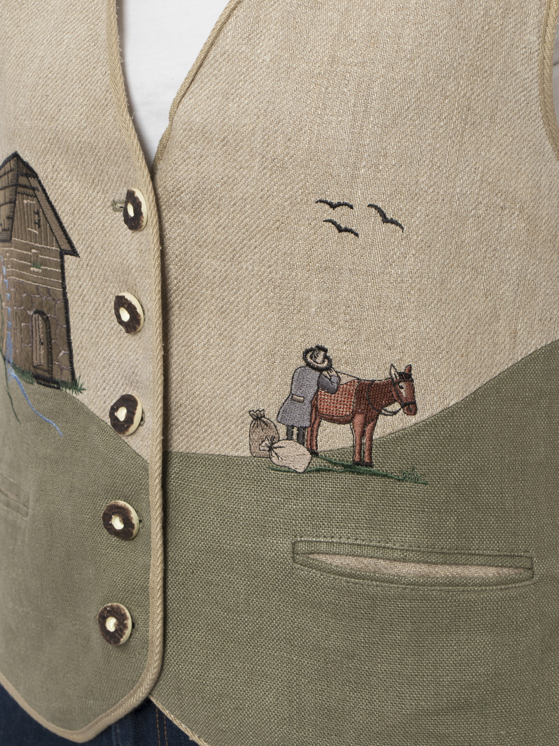 Vintage Folk Linen Vest Vintage Folk Linen Vest - Image 5