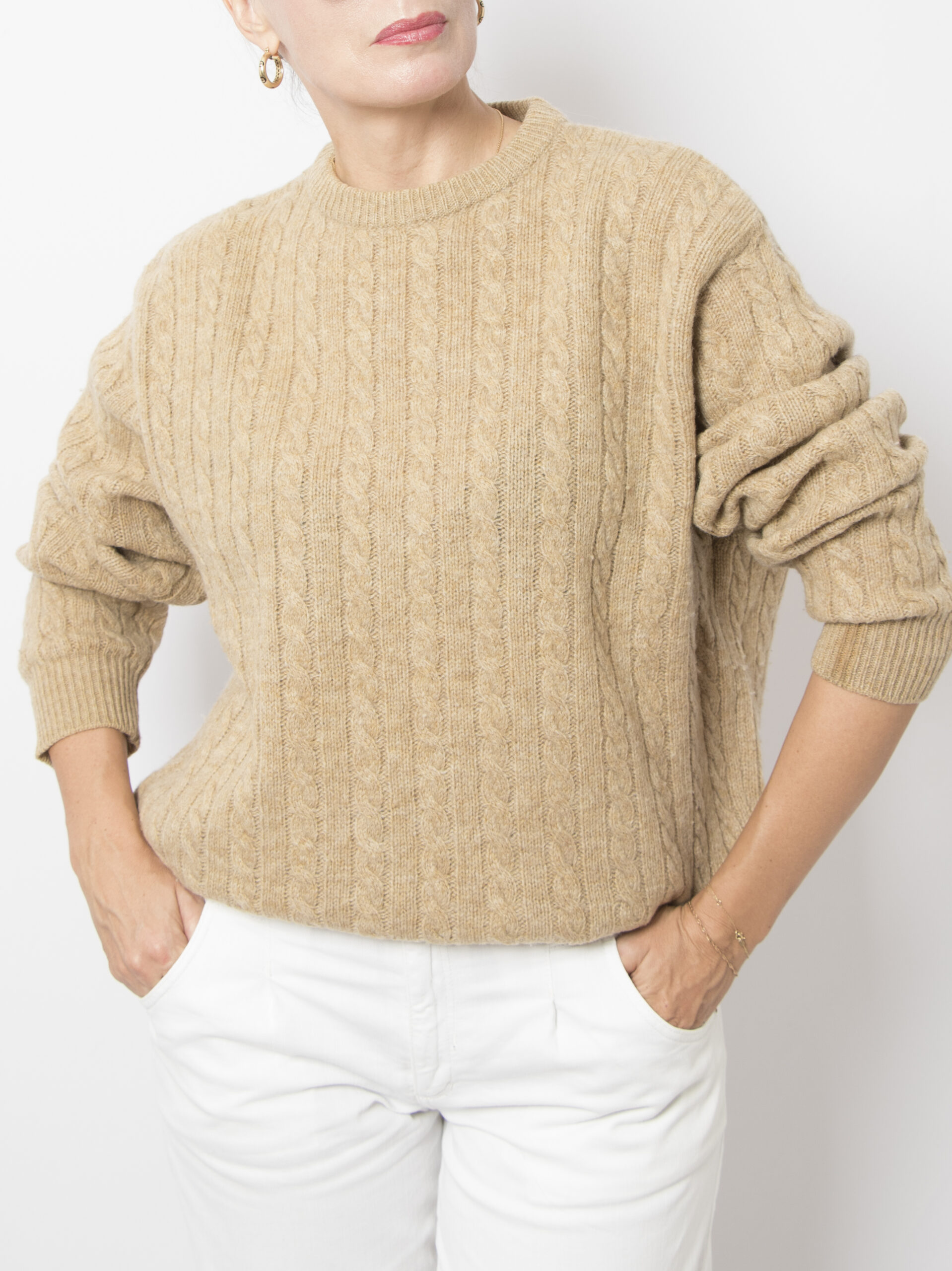 Vintage Cable Knit Camel Sweater Vintage Cable Knit Camel Sweater - Image 2