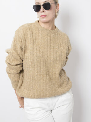 Vintage Cable Knit Camel Sweater