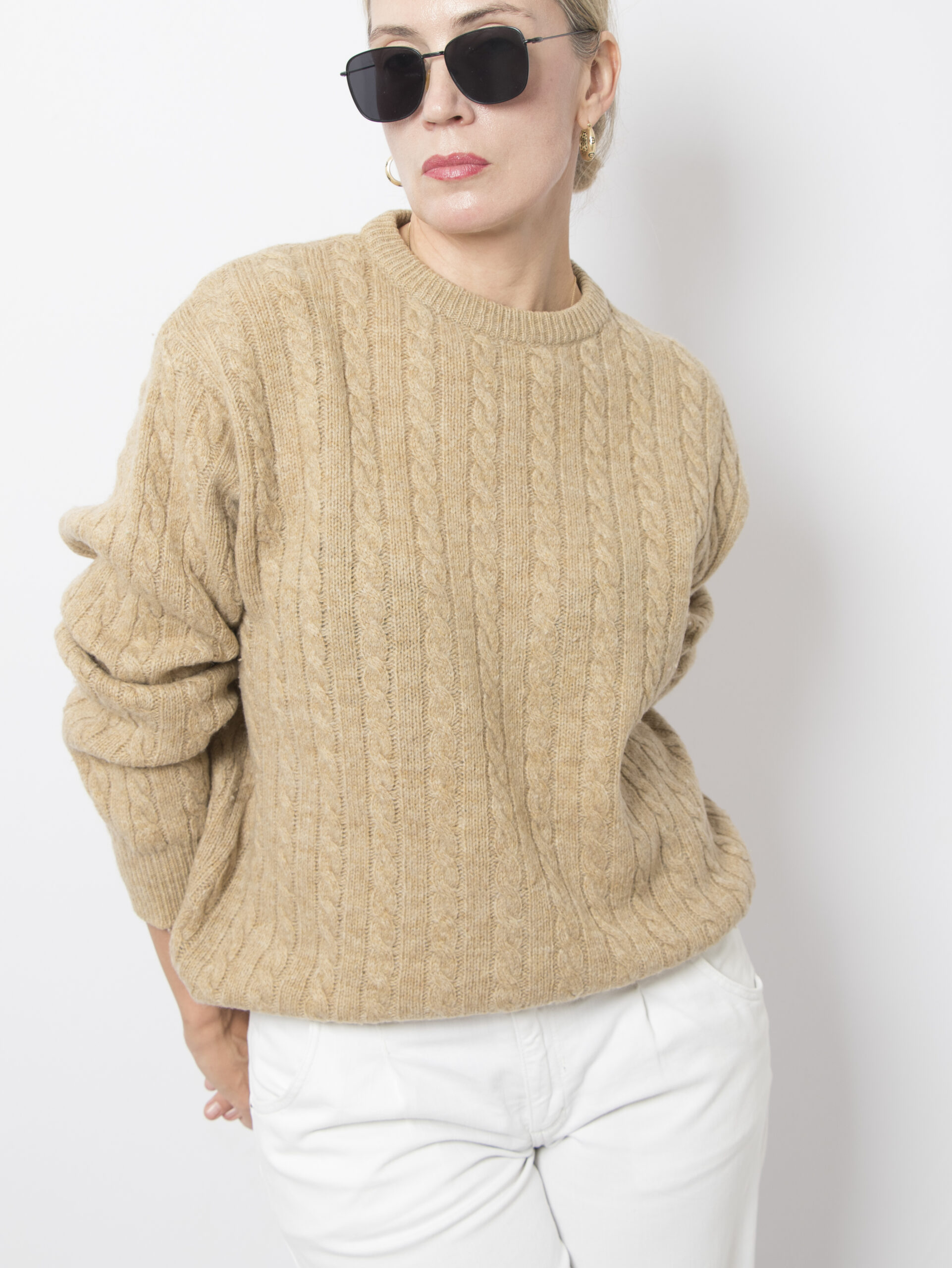 Vintage Cable Knit Camel Sweater Vintage Cable Knit Camel Sweater