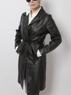 Vintage Black Faux Leather Coat