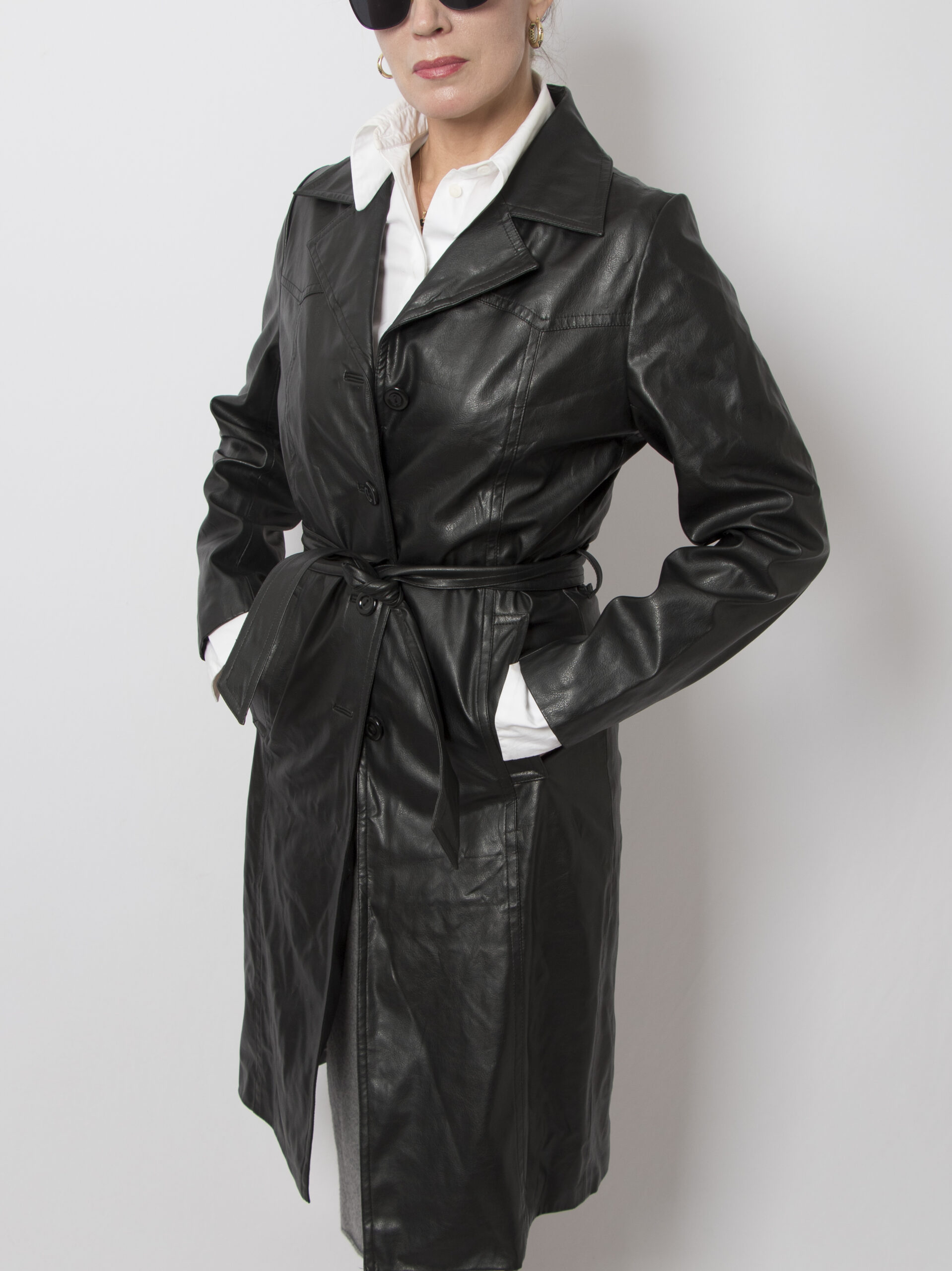 Vintage Black Faux Leather Coat Vintage Black Faux Leather Coat