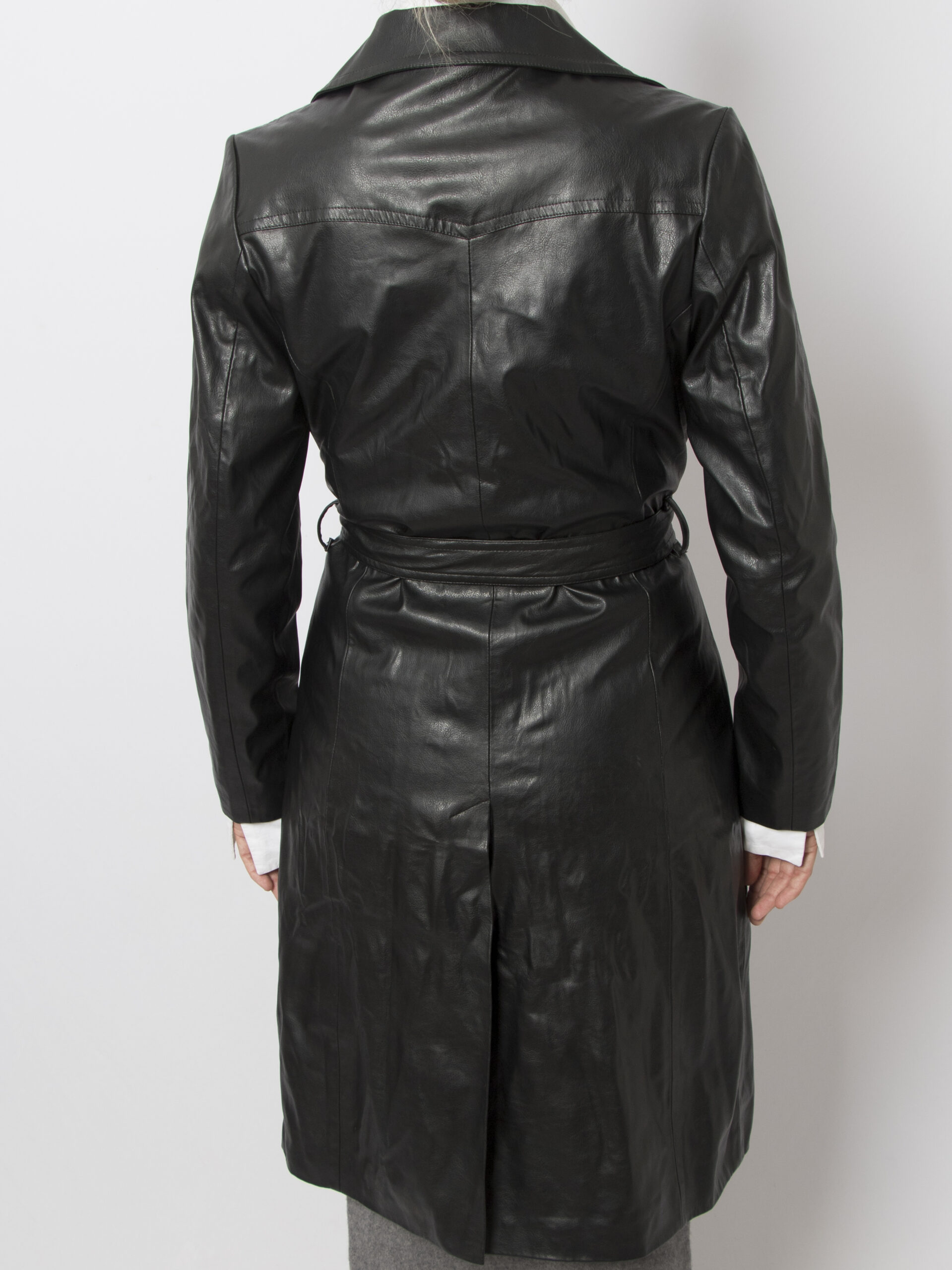 Vintage Black Faux Leather Coat Vintage Black Faux Leather Coat - Image 4