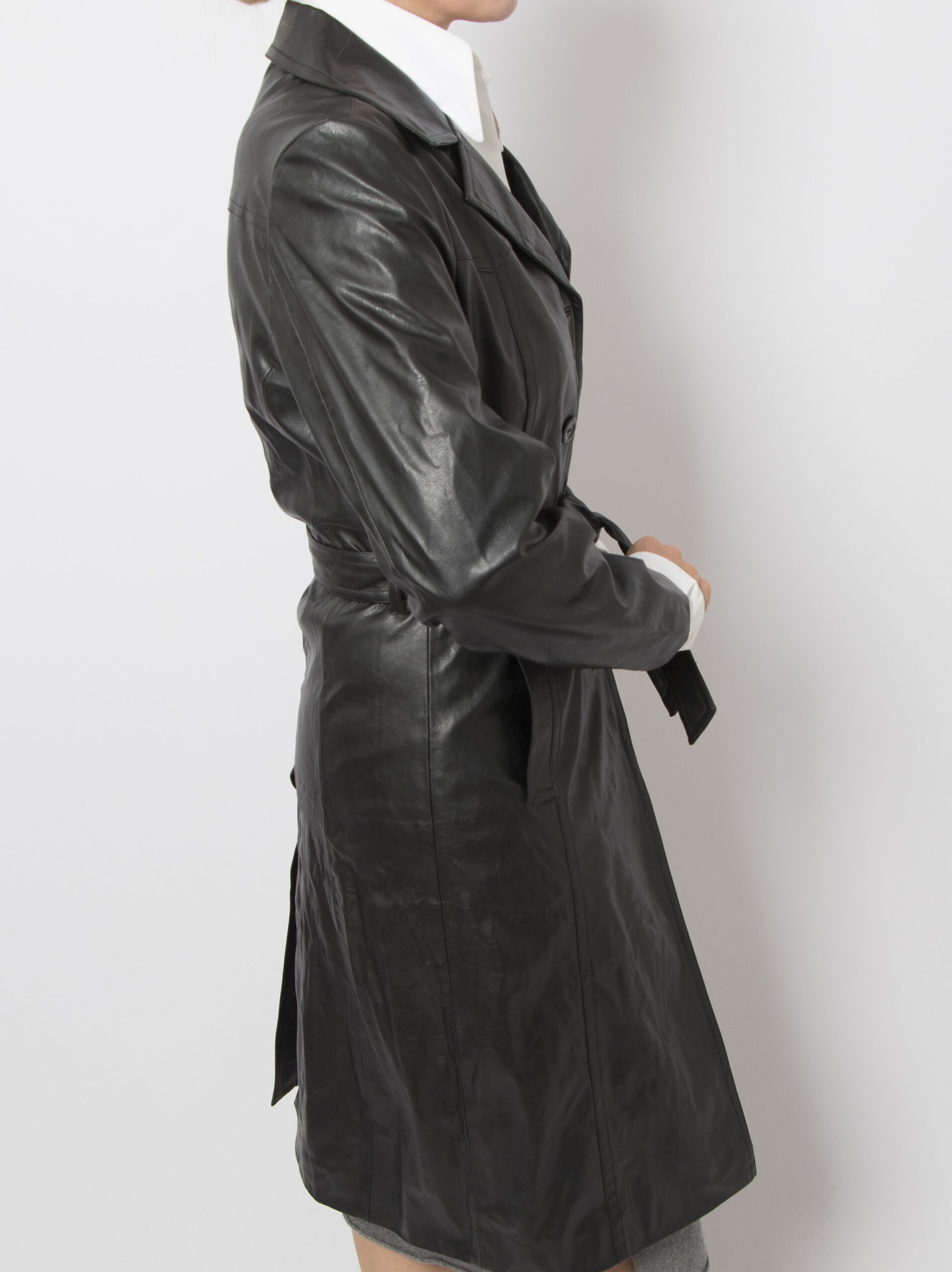 Vintage Black Faux Leather Coat Vintage Black Faux Leather Coat - Image 5