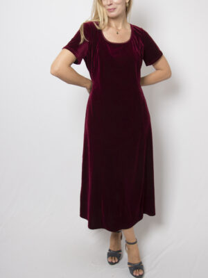 Vintage Burgundy Long Velvet Dress