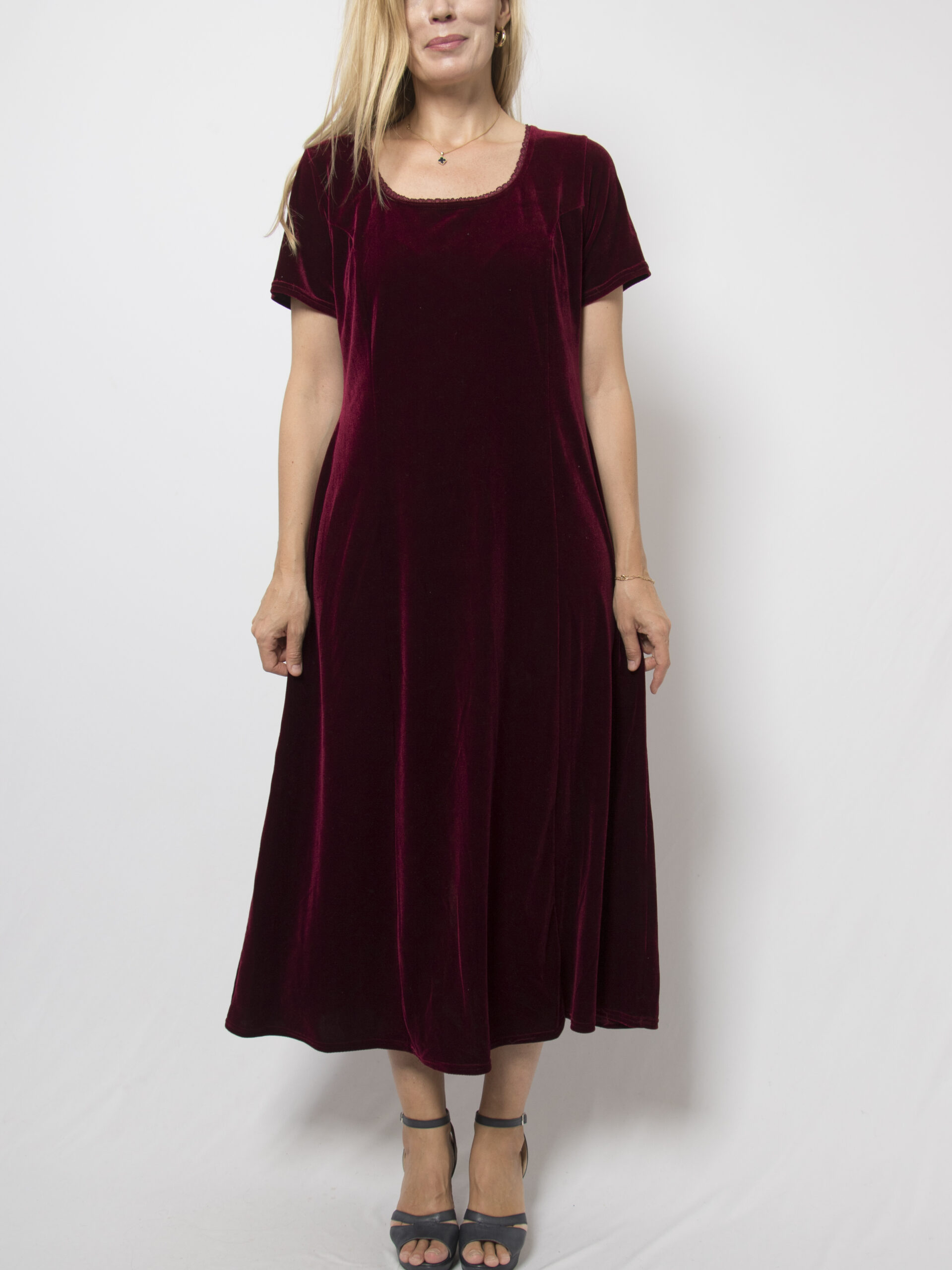 Vintage Burgundy Long Velvet Dress Vintage Burgundy Long Velvet Dress - Image 2