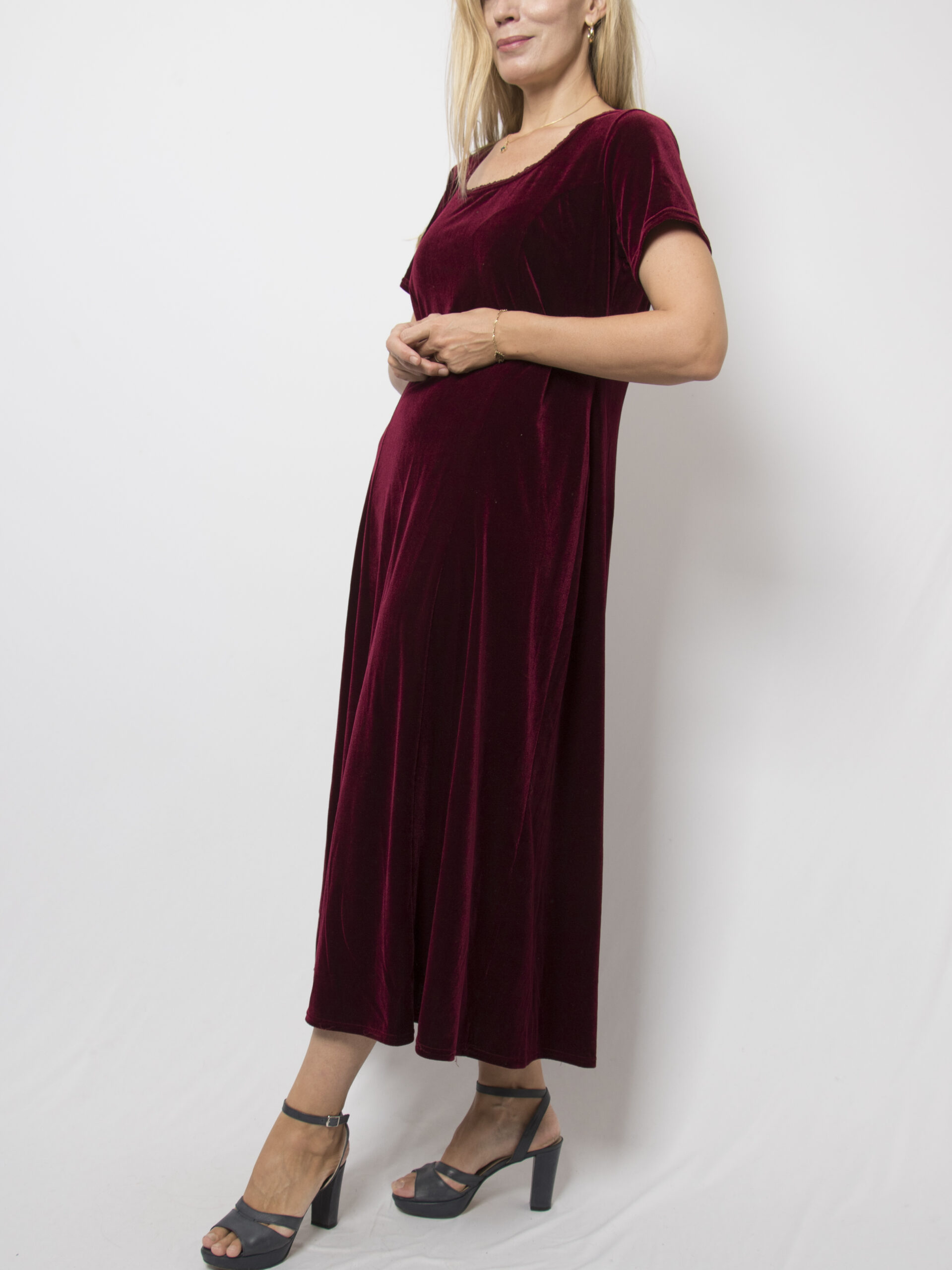 Vintage Burgundy Long Velvet Dress Vintage Burgundy Long Velvet Dress - Image 3