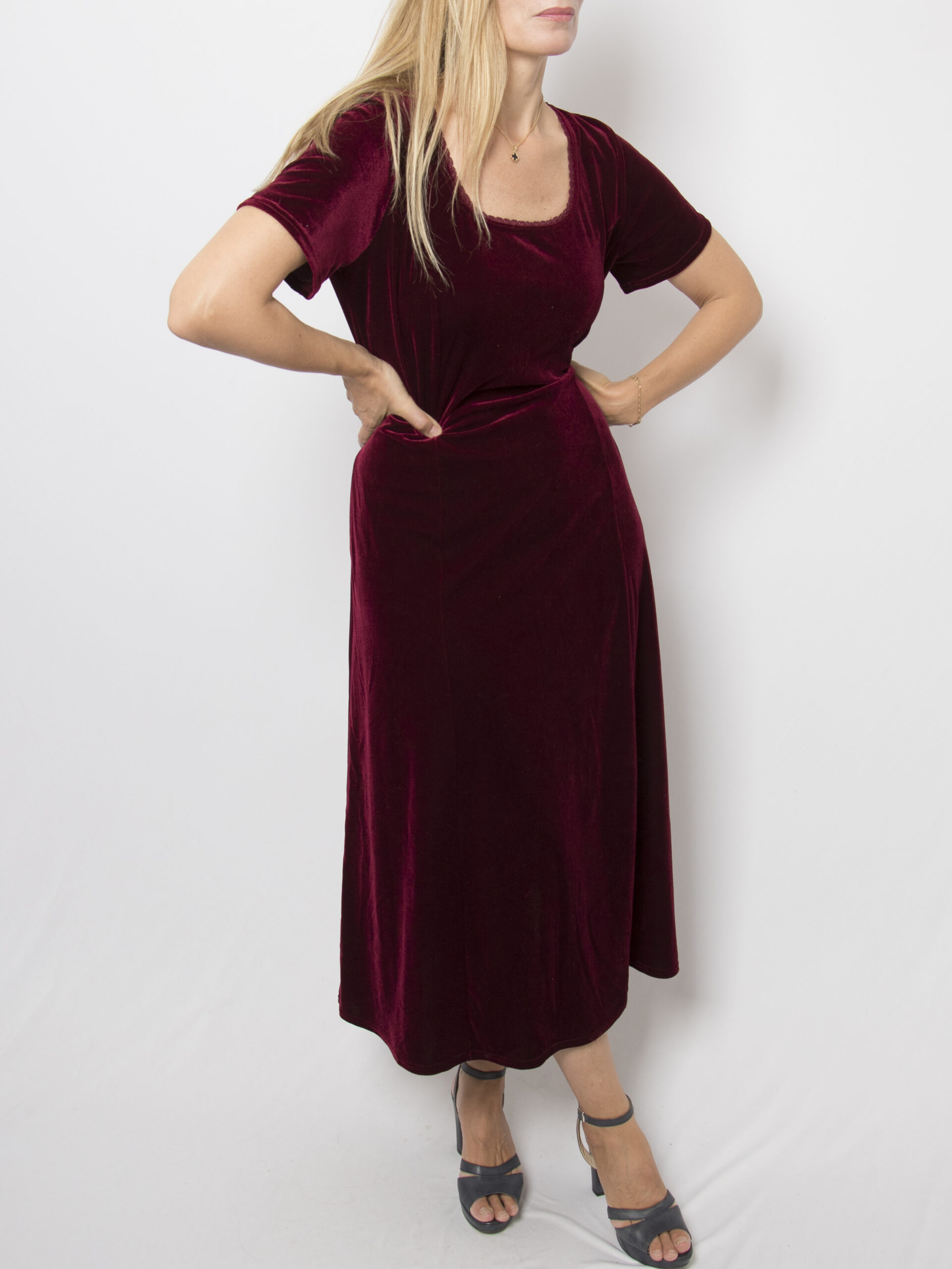 Vintage Burgundy Long Velvet Dress Vintage Burgundy Long Velvet Dress - Image 5