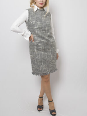 Max Mara Gray Tweed Dress