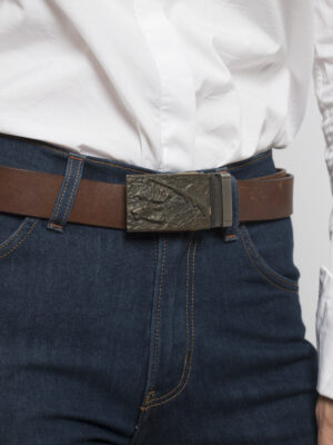 Vintage Leather Belt Hunter Buckle