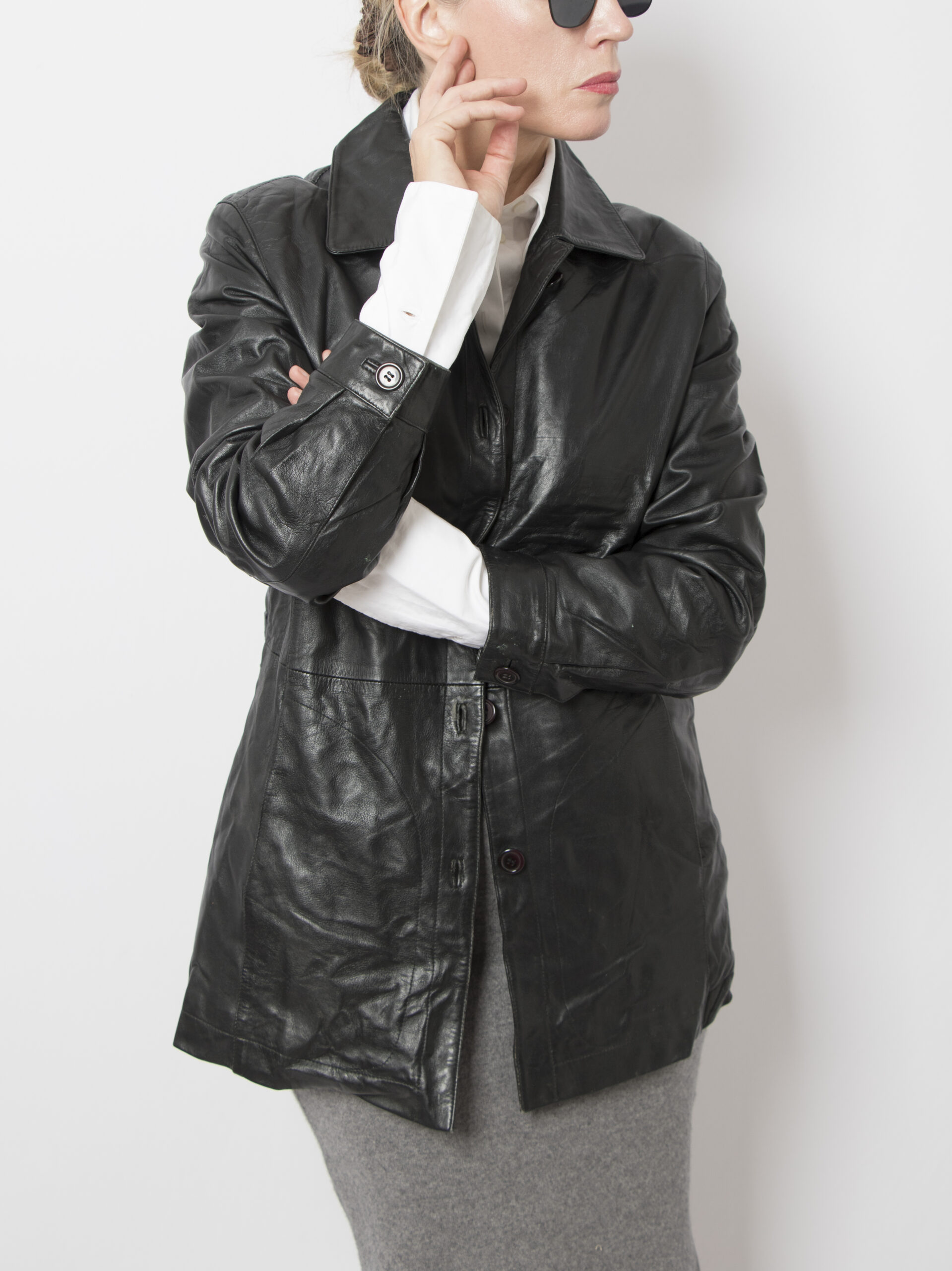 Vittoria Verani Leather Shirt Jacket Vittoria Verani Leather Shirt Jacket - Image 4