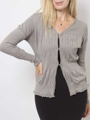 Mr Kenzy Taupe Pointelle Cardigan