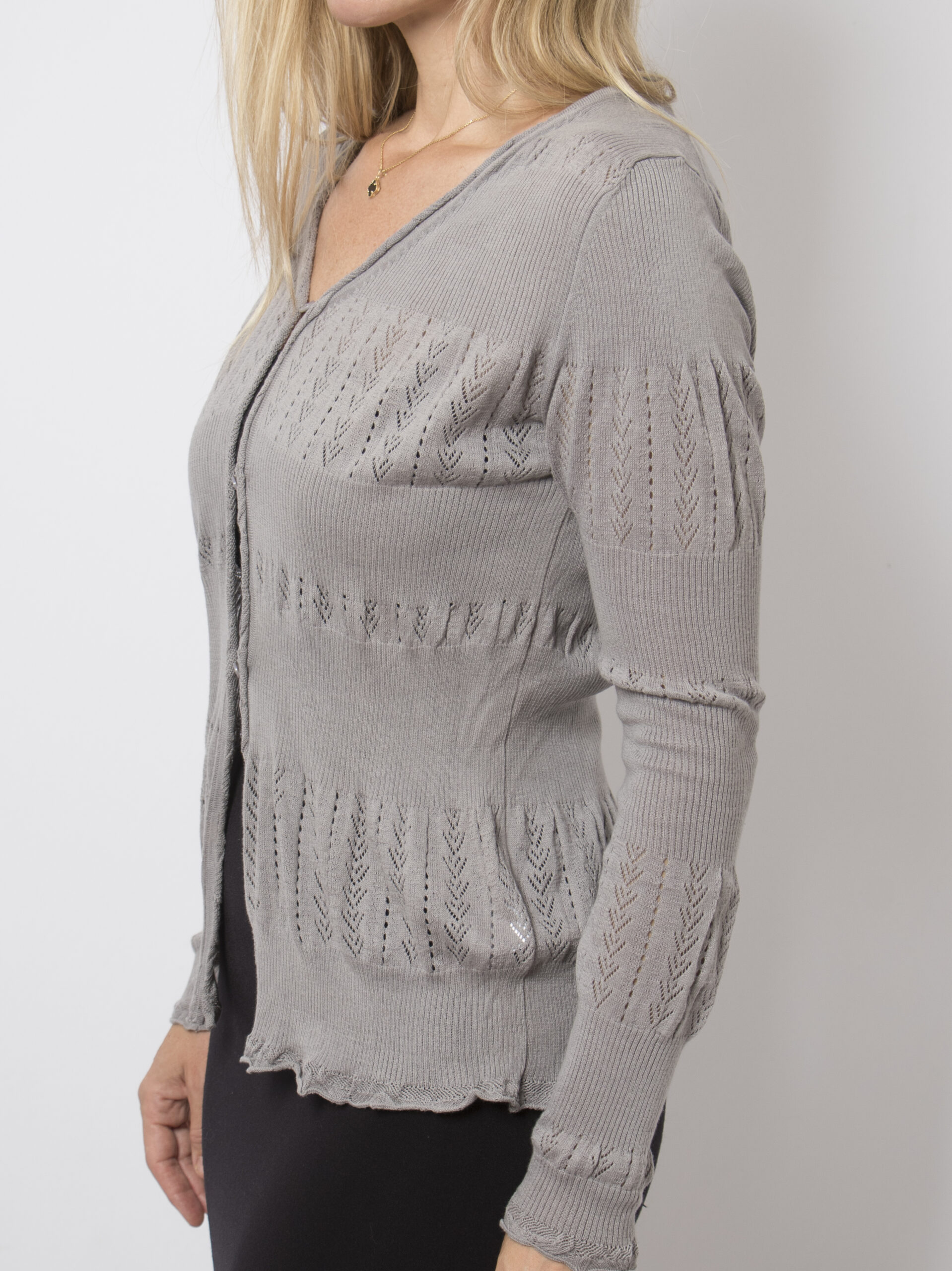 Mr Kenzy Taupe Pointelle Cardigan Mr Kenzy Taupe Pointelle Cardigan - Image 3