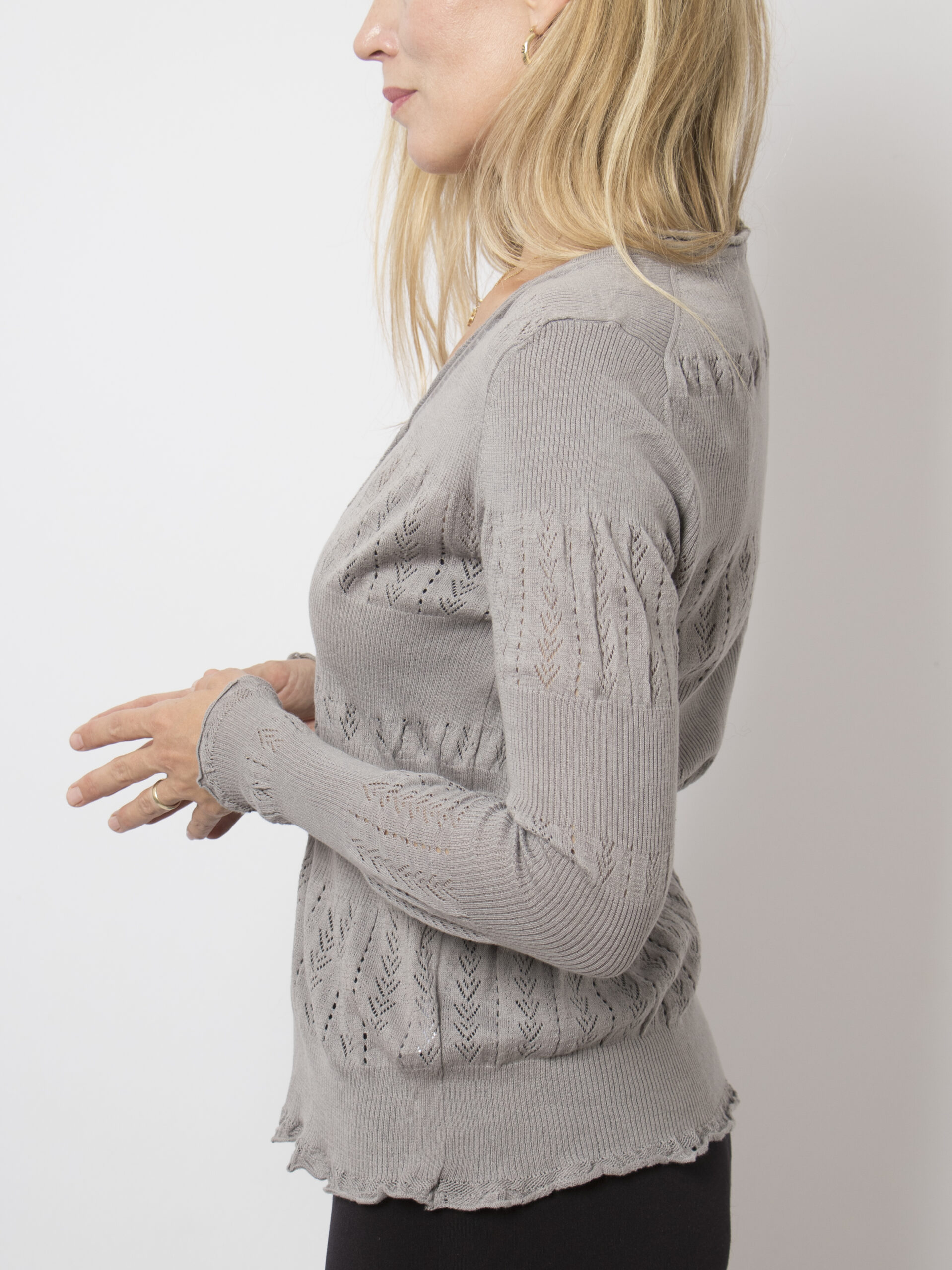 Mr Kenzy Taupe Pointelle Cardigan Mr Kenzy Taupe Pointelle Cardigan - Image 4