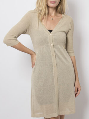 Marella Beige Knit Long Sheer Cardigan