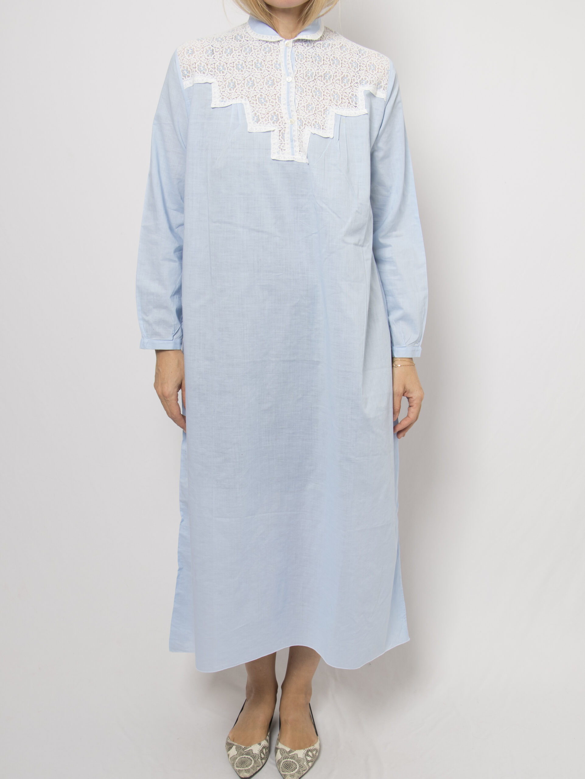 Vintage Baby Blue Maxi Cotton Nightgown Vintage Baby Blue Maxi Cotton Nightgown - Image 2